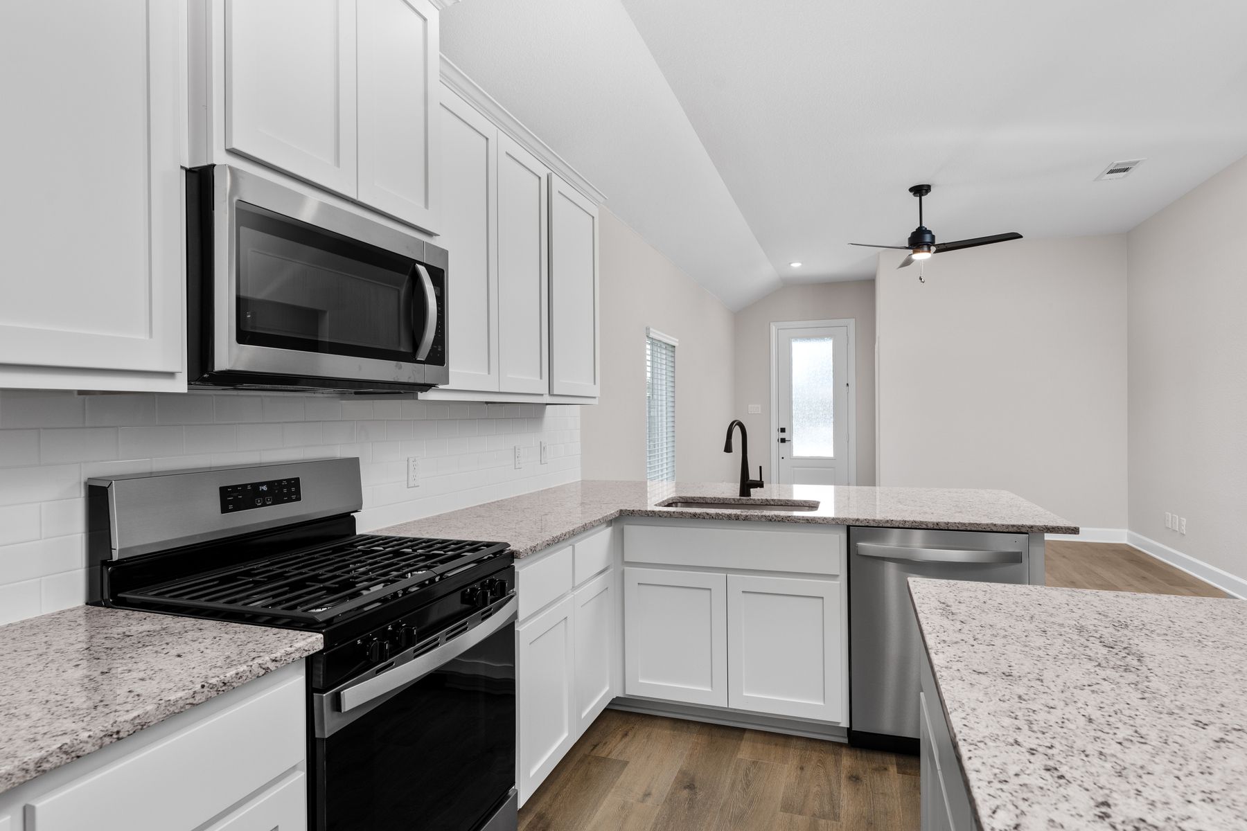 The kitchen has energy-efficient appliances.