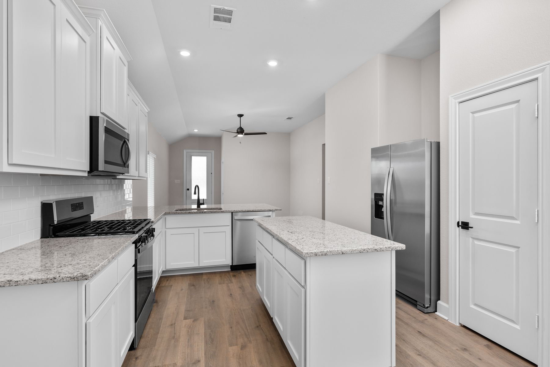 The kitchen has a convenient island.