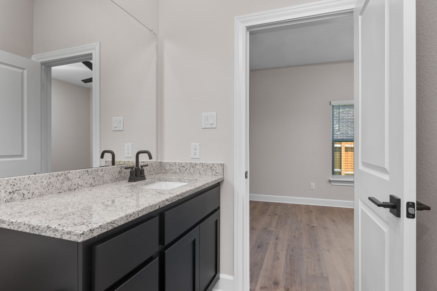 The sprawling vanity gives owners more space for getting ready for the day.