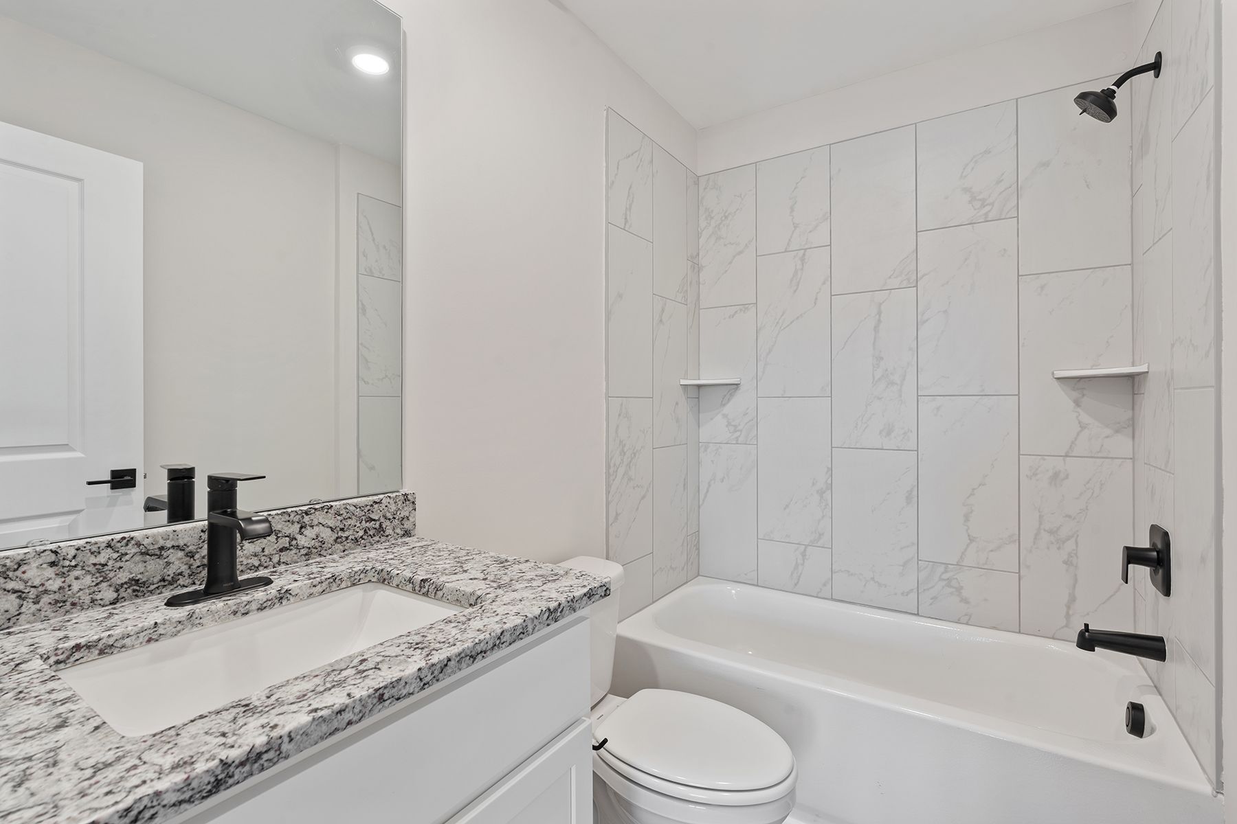 The secondary bathroom