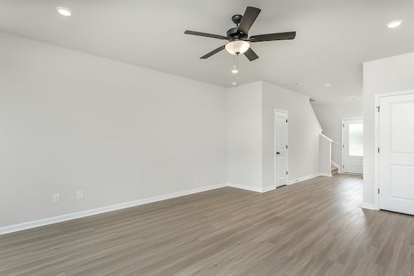 Vinyl plank flooring through the living area