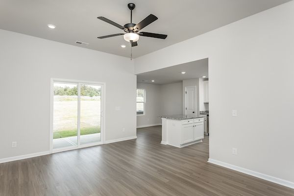 Open-concept living area. 