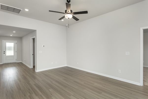 Vinyl plank flooring in the living area