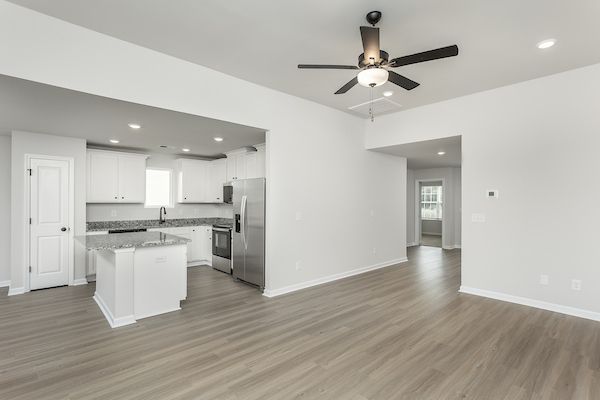 Angled view of the kitchen