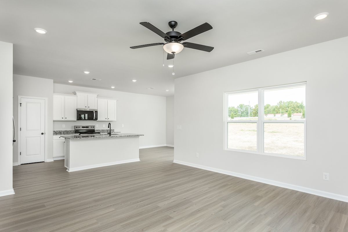 Open-concept living area. 