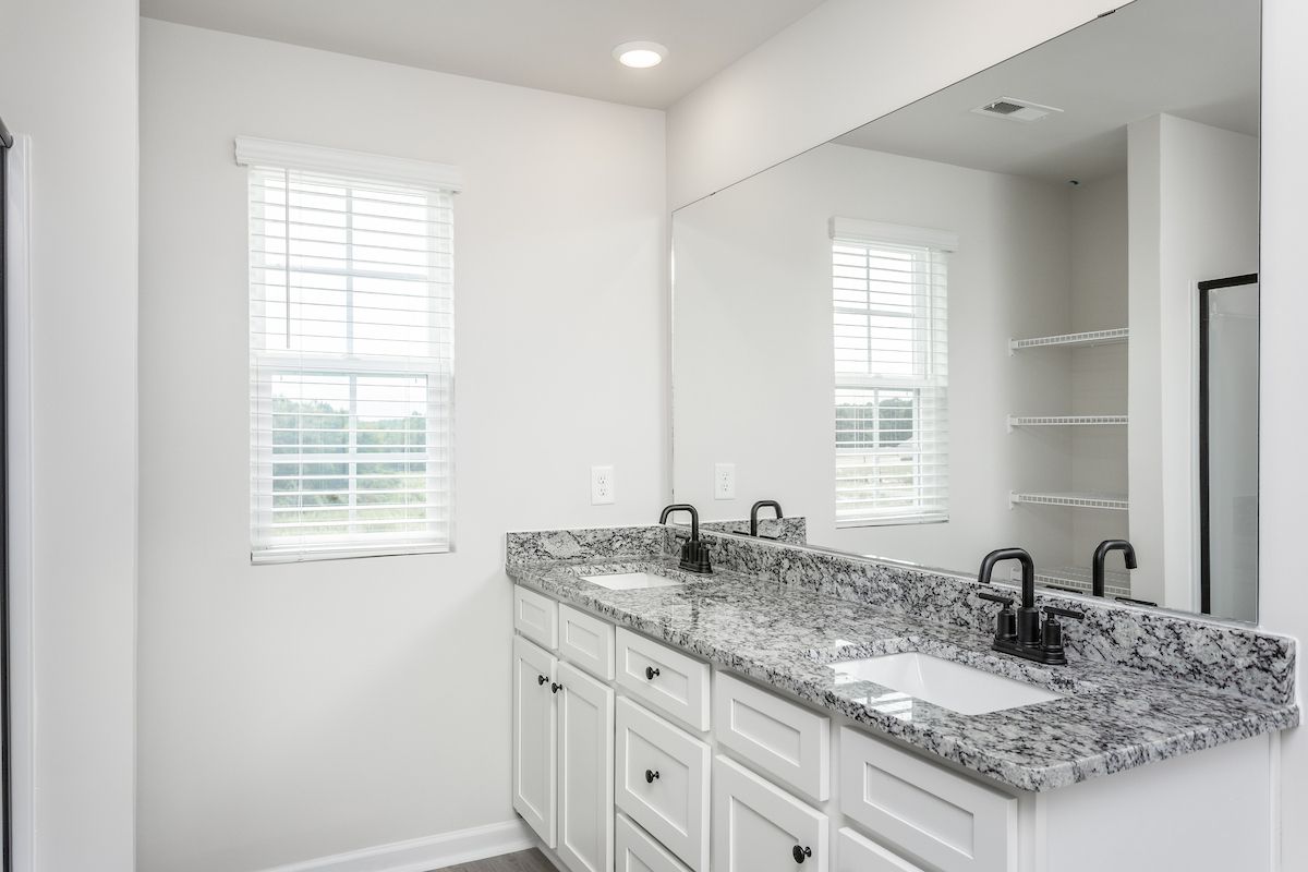 The master bathroom has dual sinks