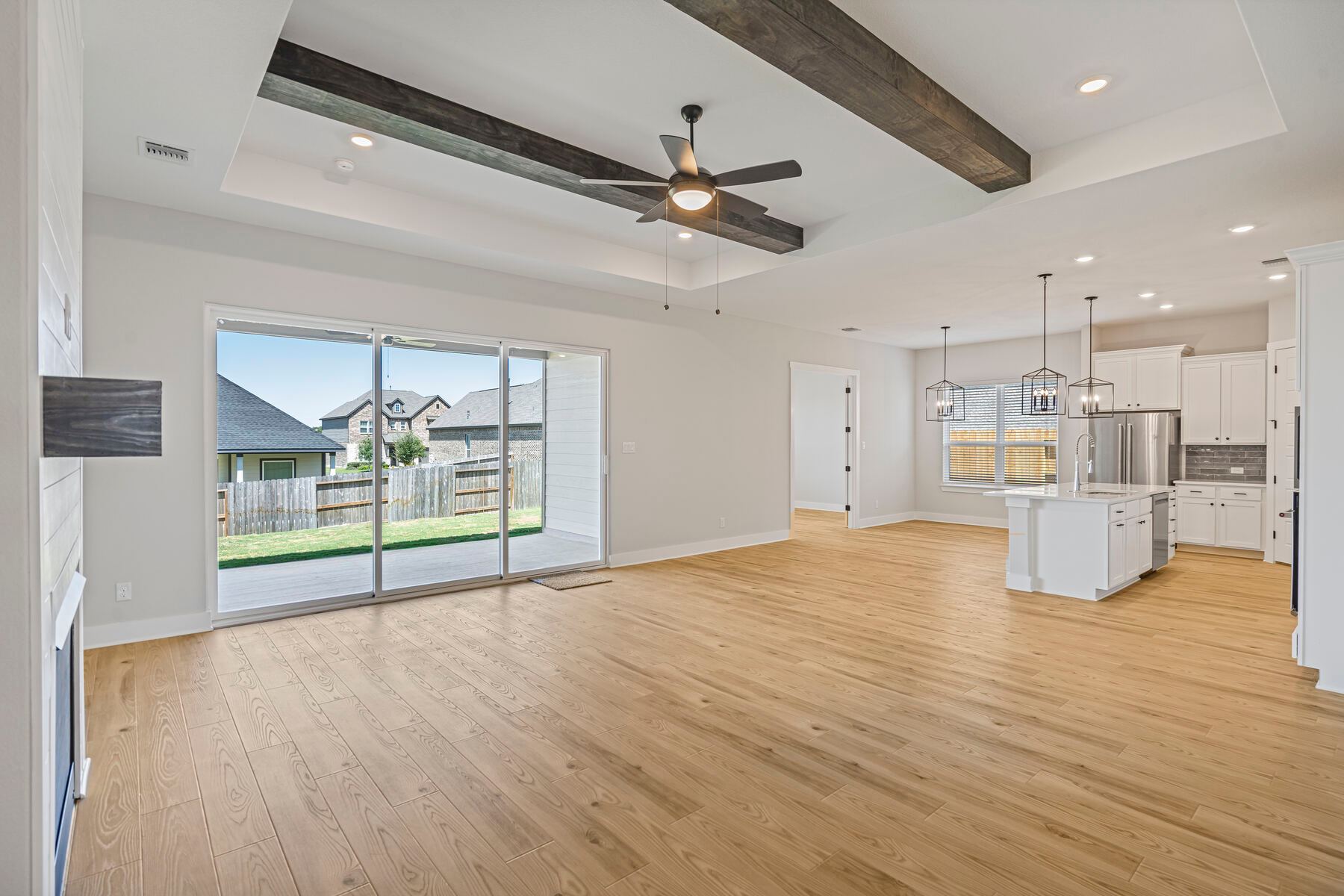 The Princeton has an open floor plan that connects the kitchen, dining room and family room.