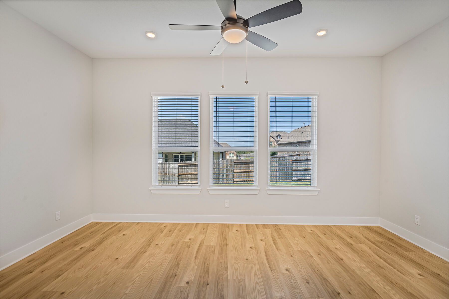 The flex room has three large windows that let in great, natural light.