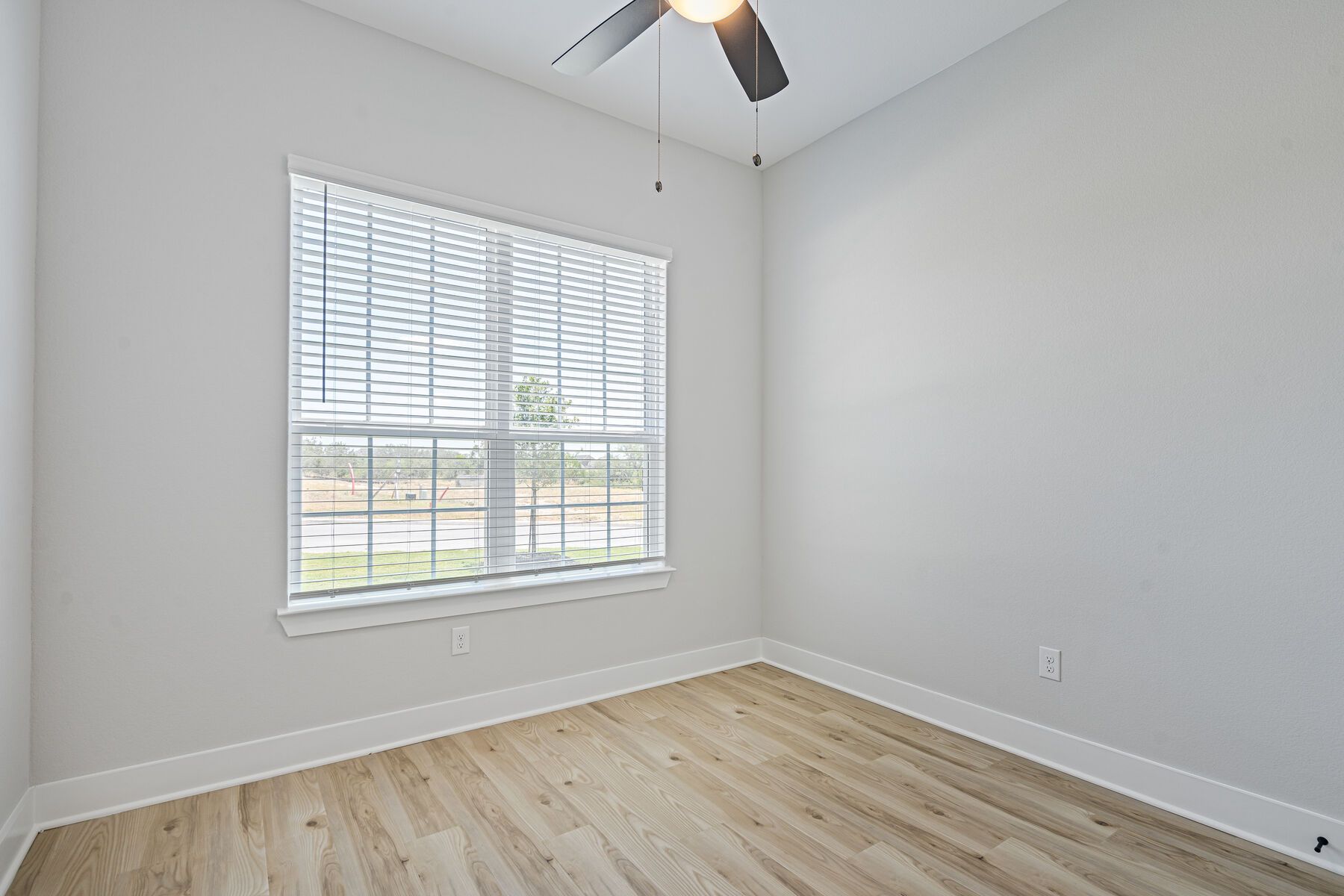 The flex room has a large window that lets in great, natural light.