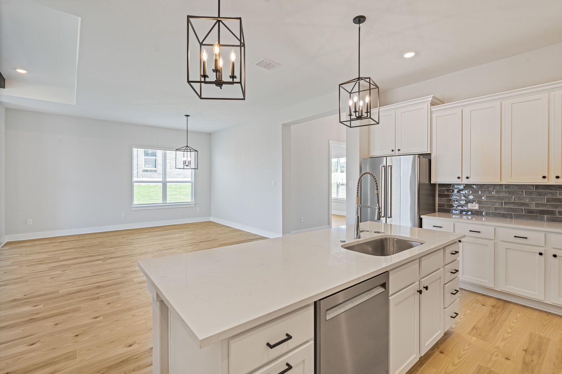 The kitchen has a convenient island.