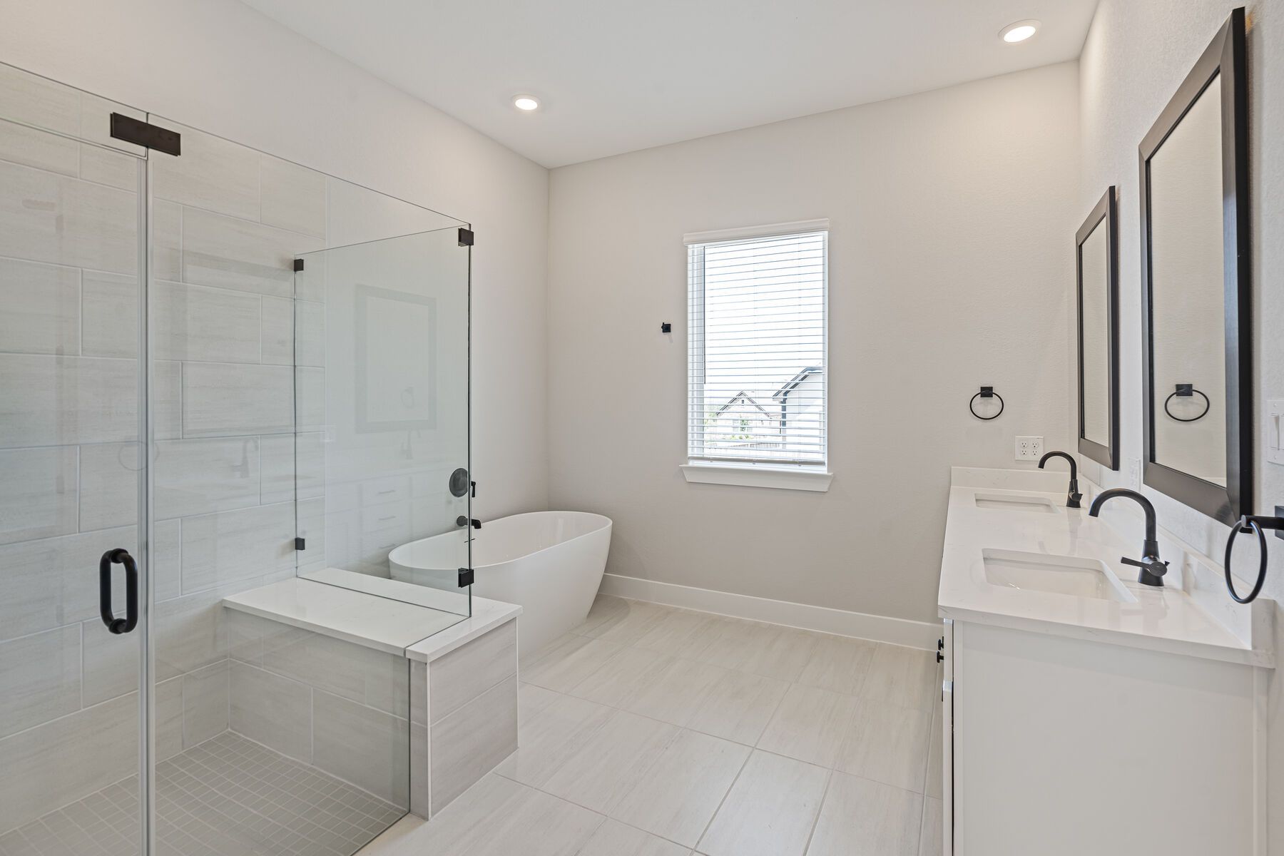The master bathroom has a window that lets in great, natural light.