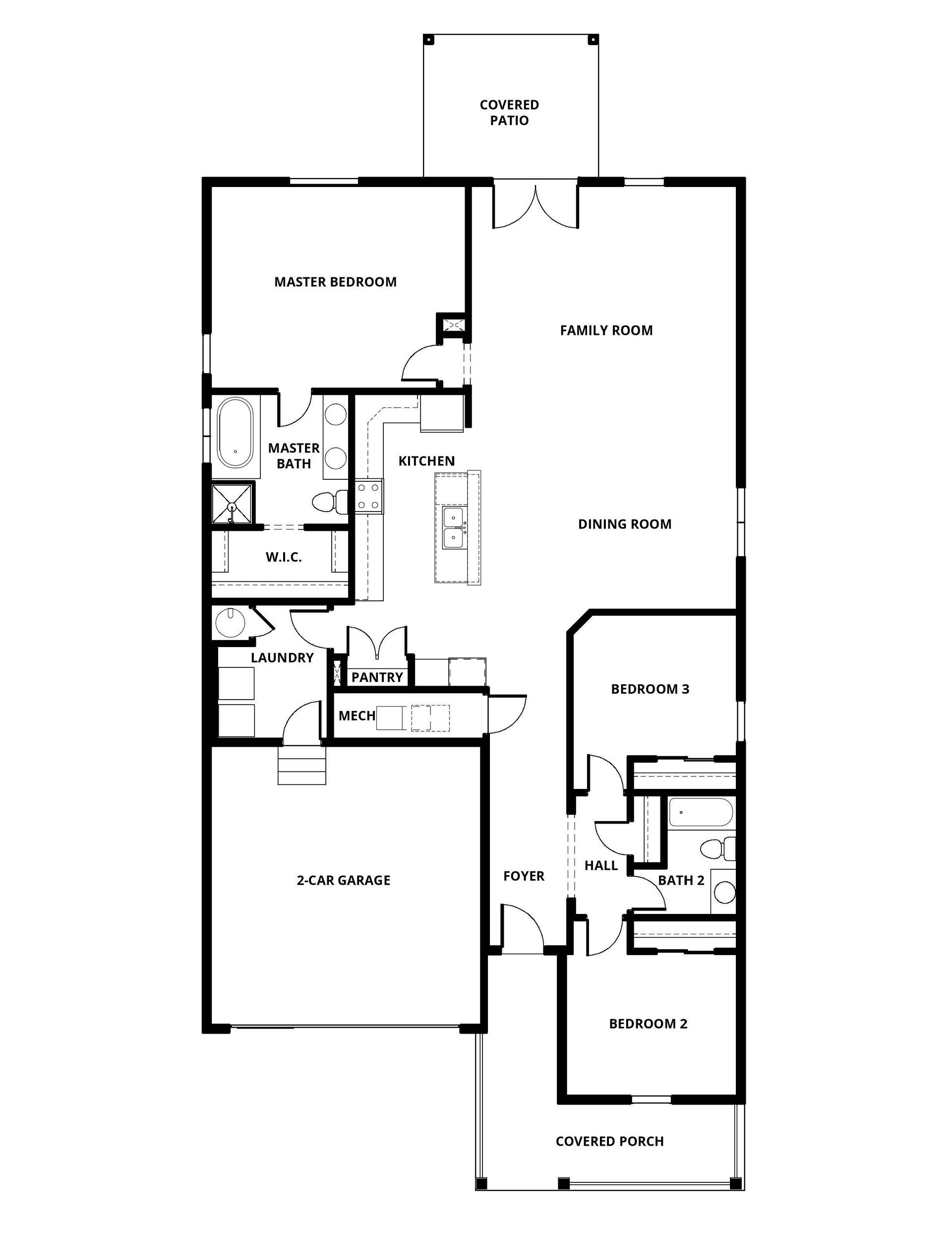 The Breckenridge floor plan has wondeful open living spaces, three bedrooms and two bathrooms.