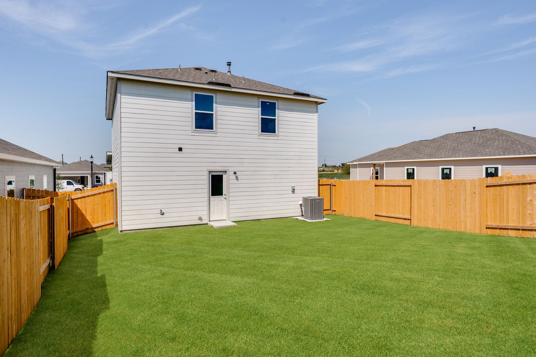 The Primrose has a fully fenced-in back yard.
