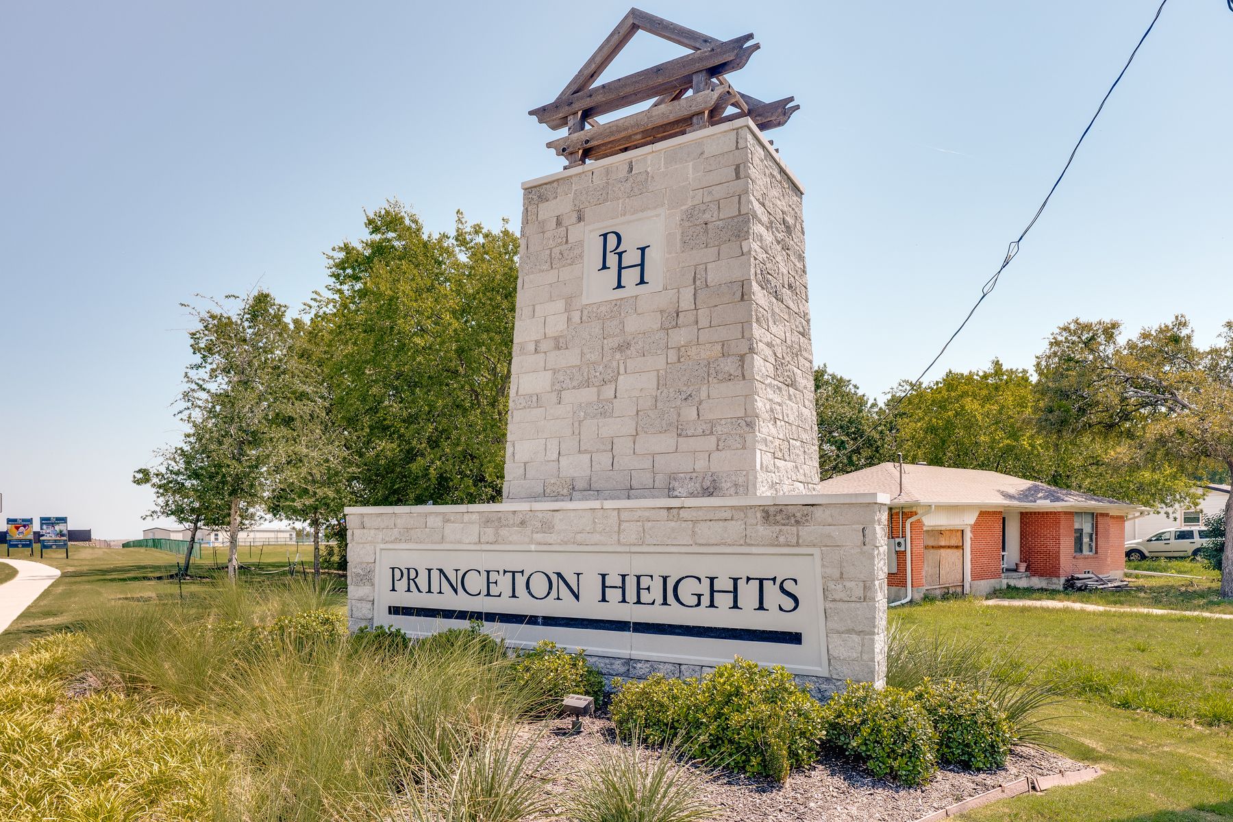 The beautiful stone monument welcomes you into the community.