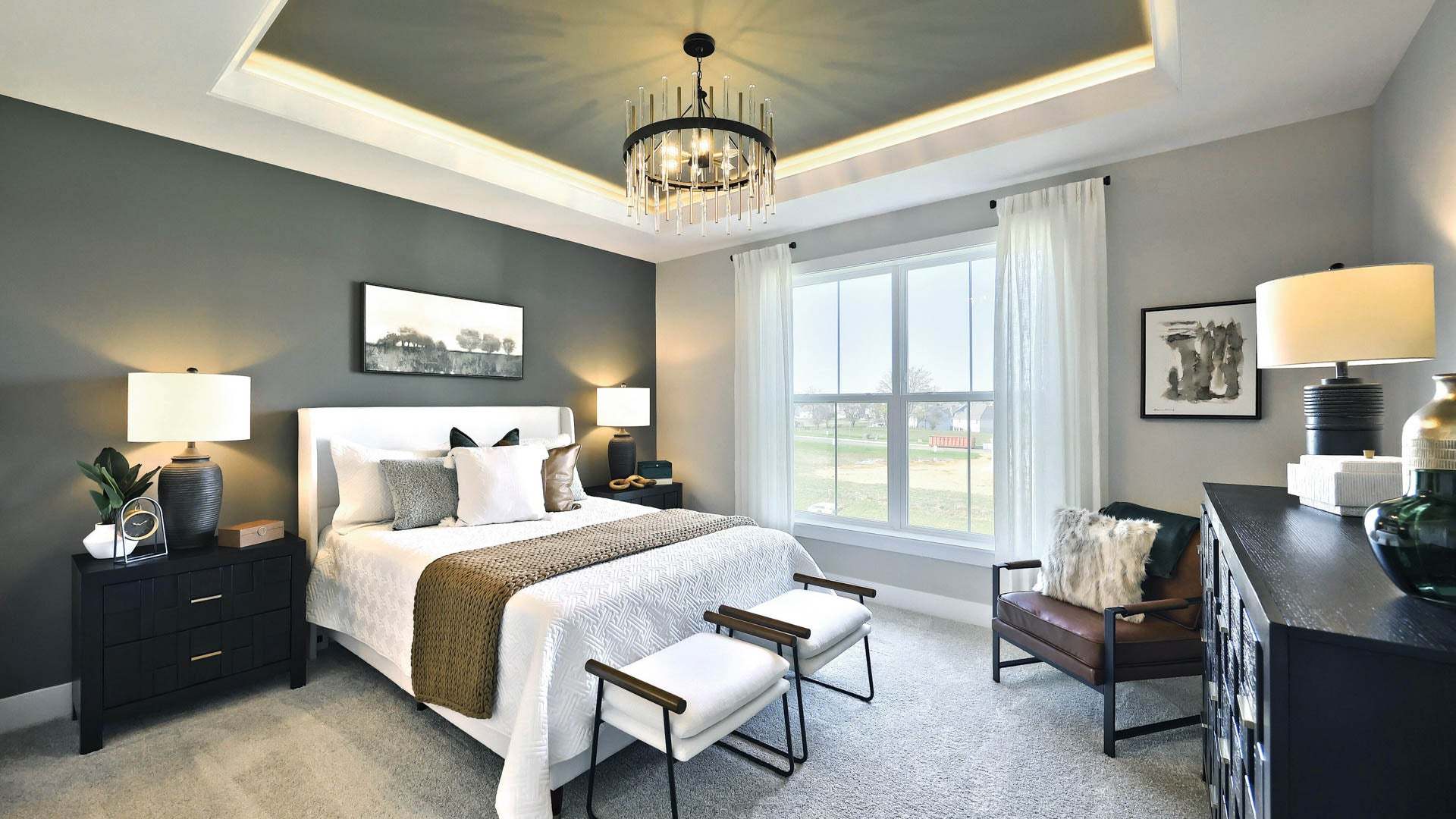 Primary Bedroom in a New Duplex Home Design