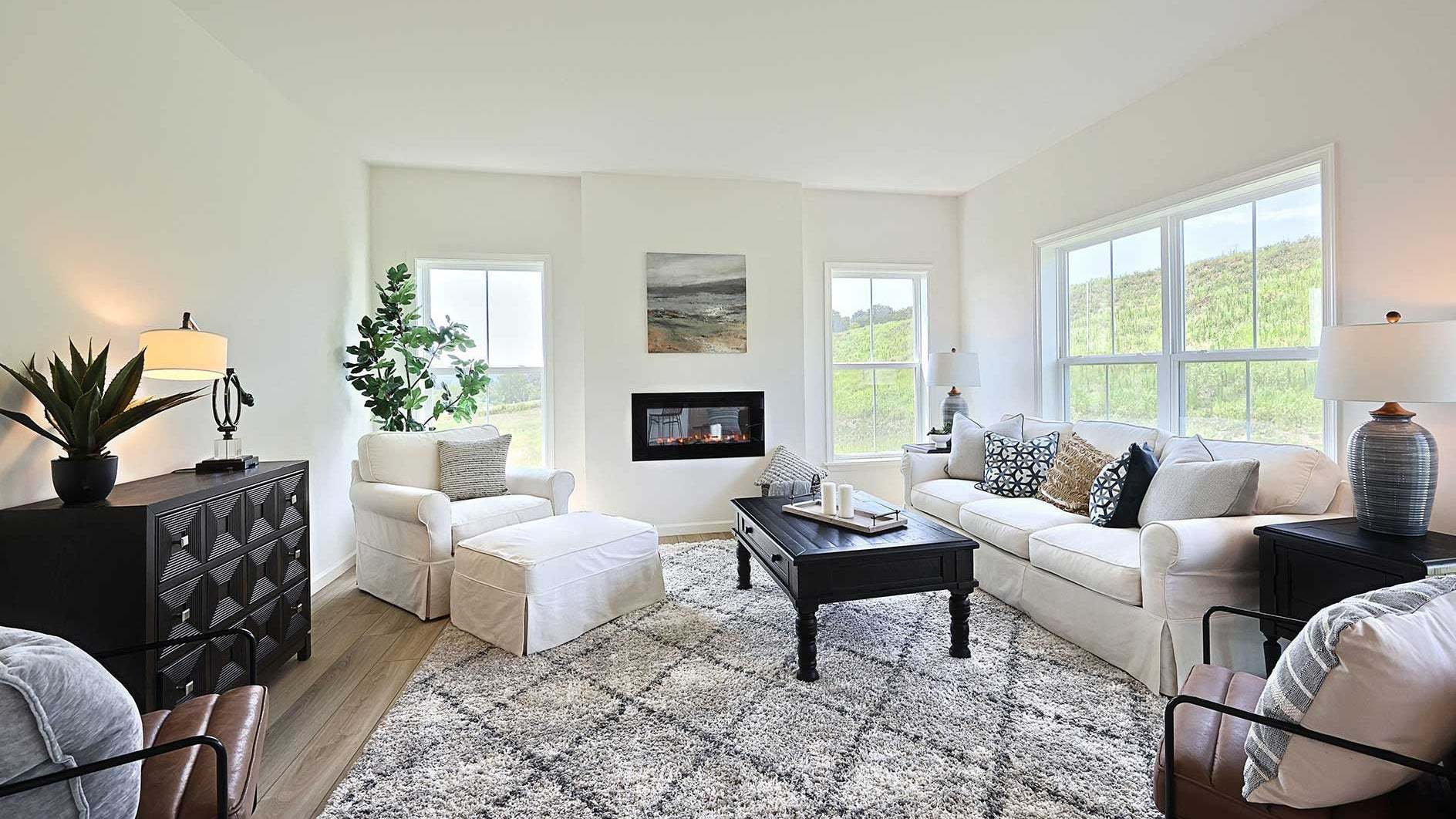 Modern Electric Fireplace in Living Room of the Huntington Home in Lebanon PA
