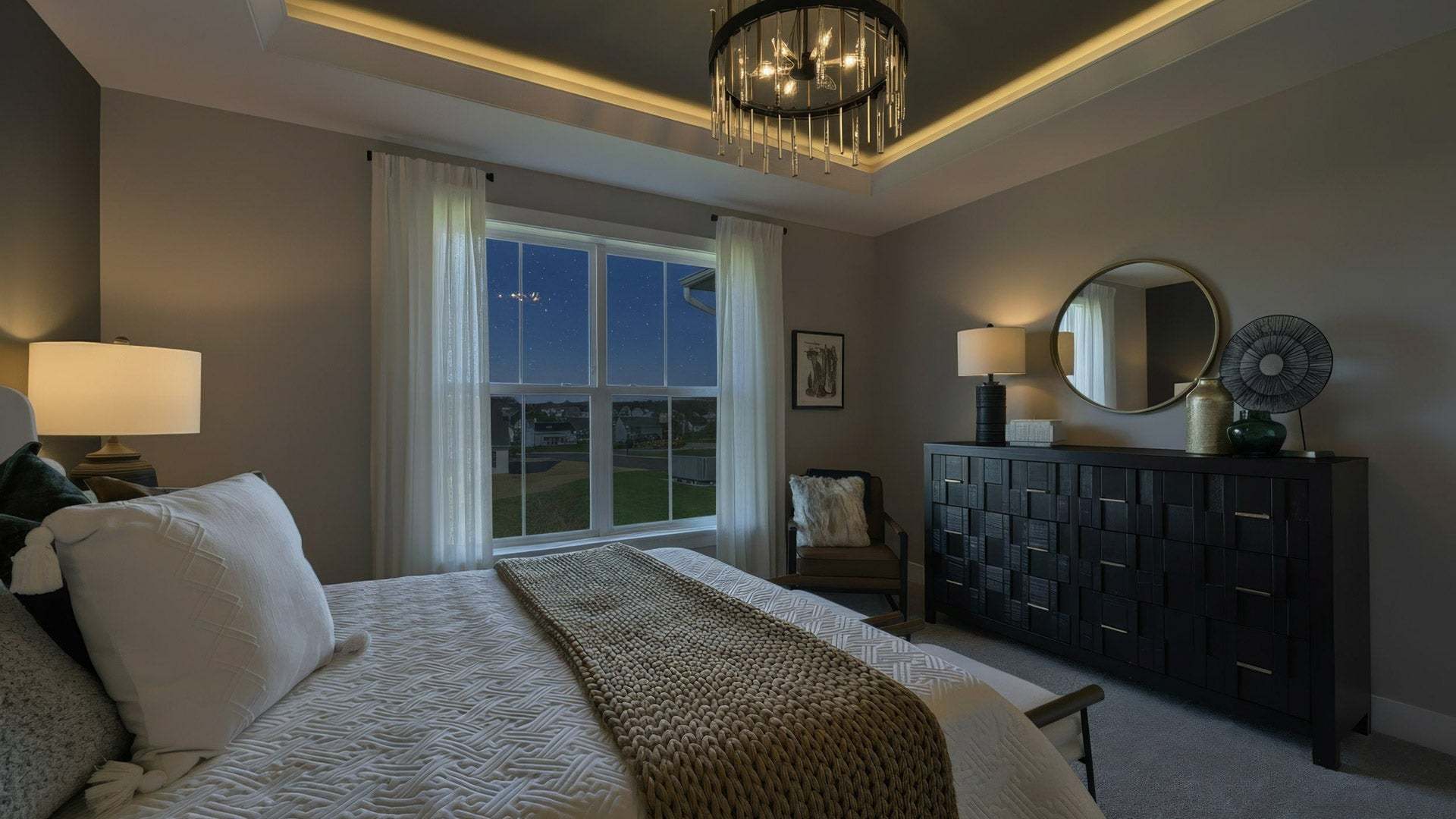 Primary Bedroom in a New Duplex Home Design