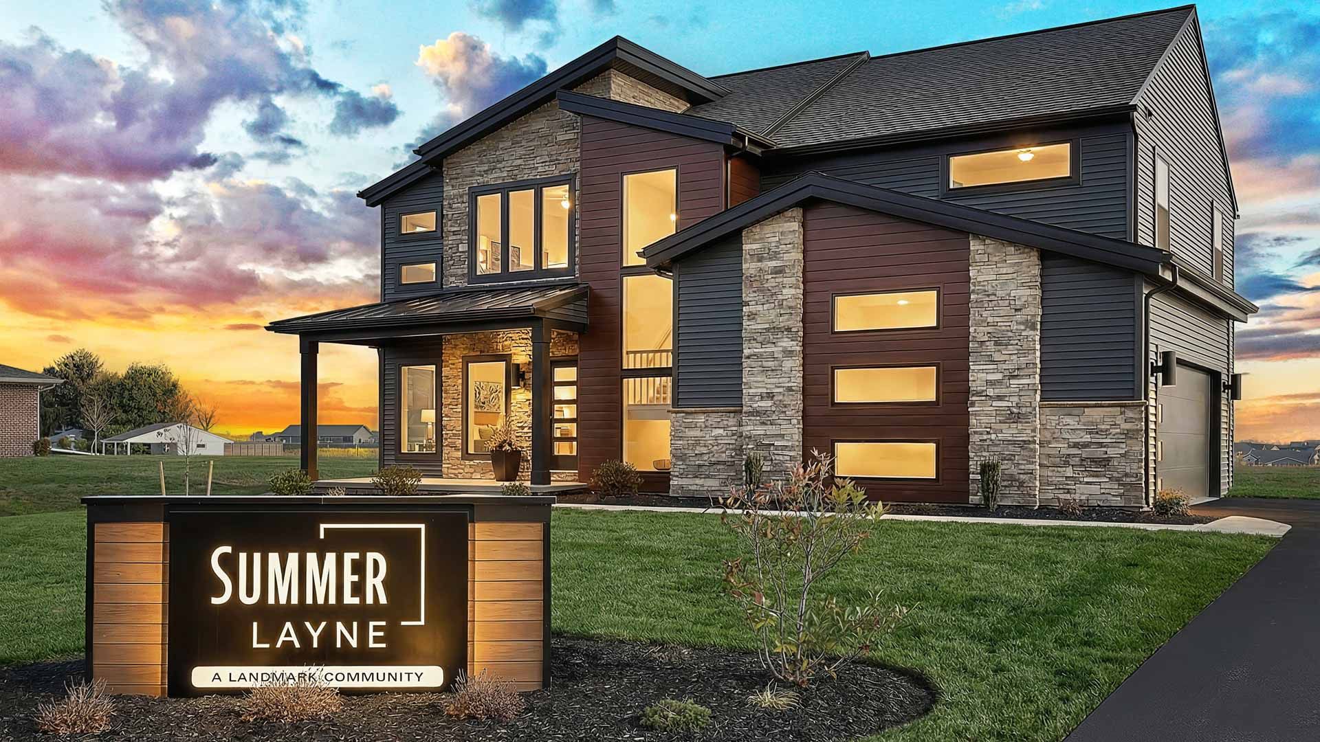 Exterior of the Charlotte Contemporary Home Design by Landmark Homes in Lebanon PA