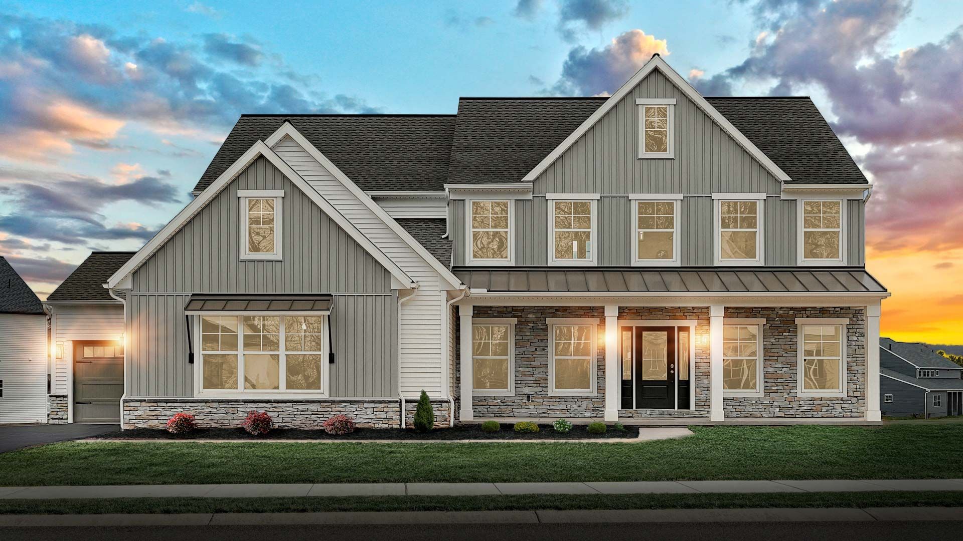 Exterior of the Kingston Custom New Home in Denver PA at Hawk Valley Estates