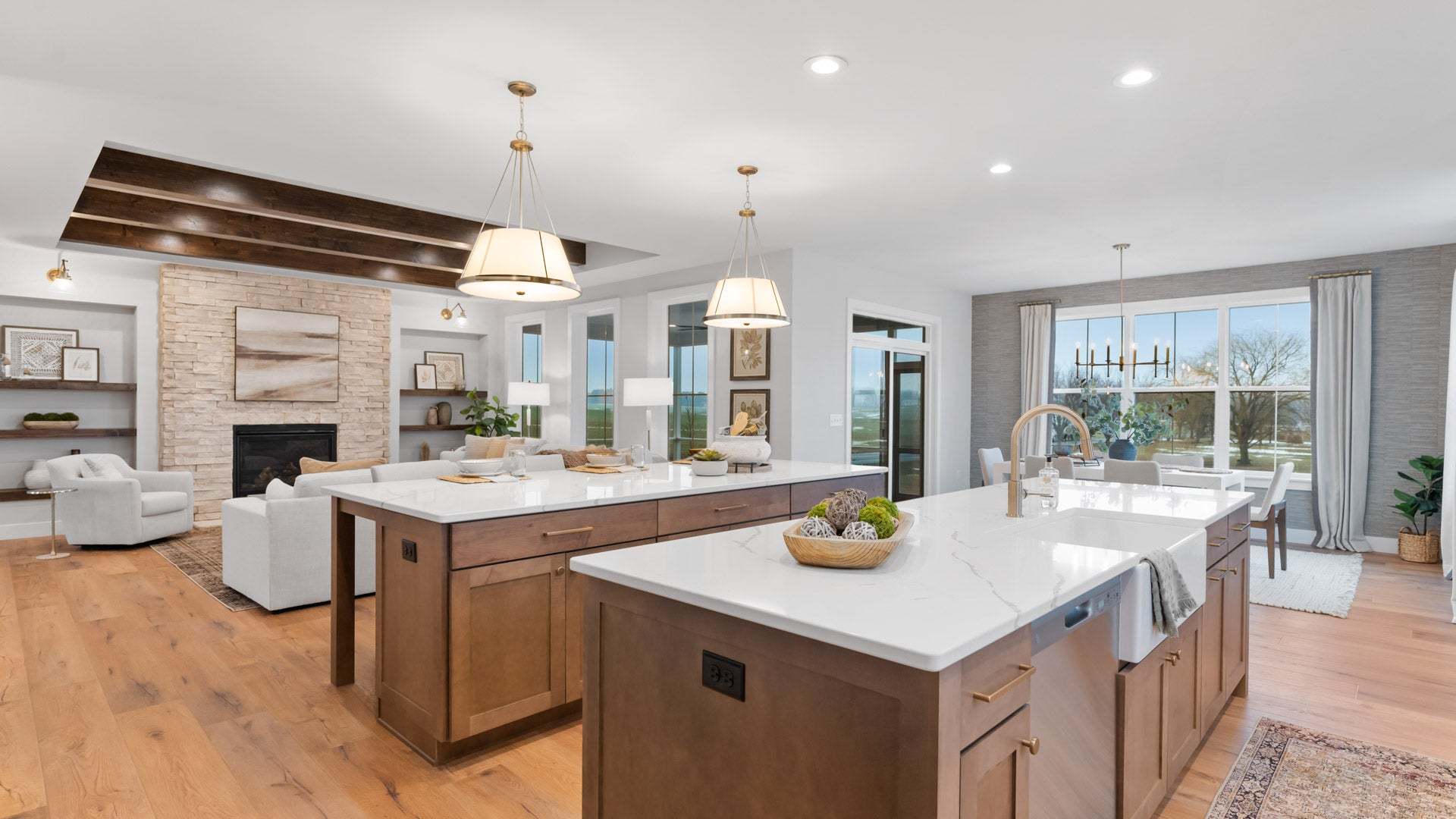 Kitchen and Family Room in the Logan Model Home at Fox Bend in Lebanon PA