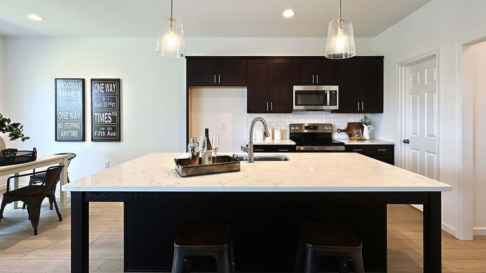 Kitchen with Quartz Island in a New Townhome in Lebanon PA