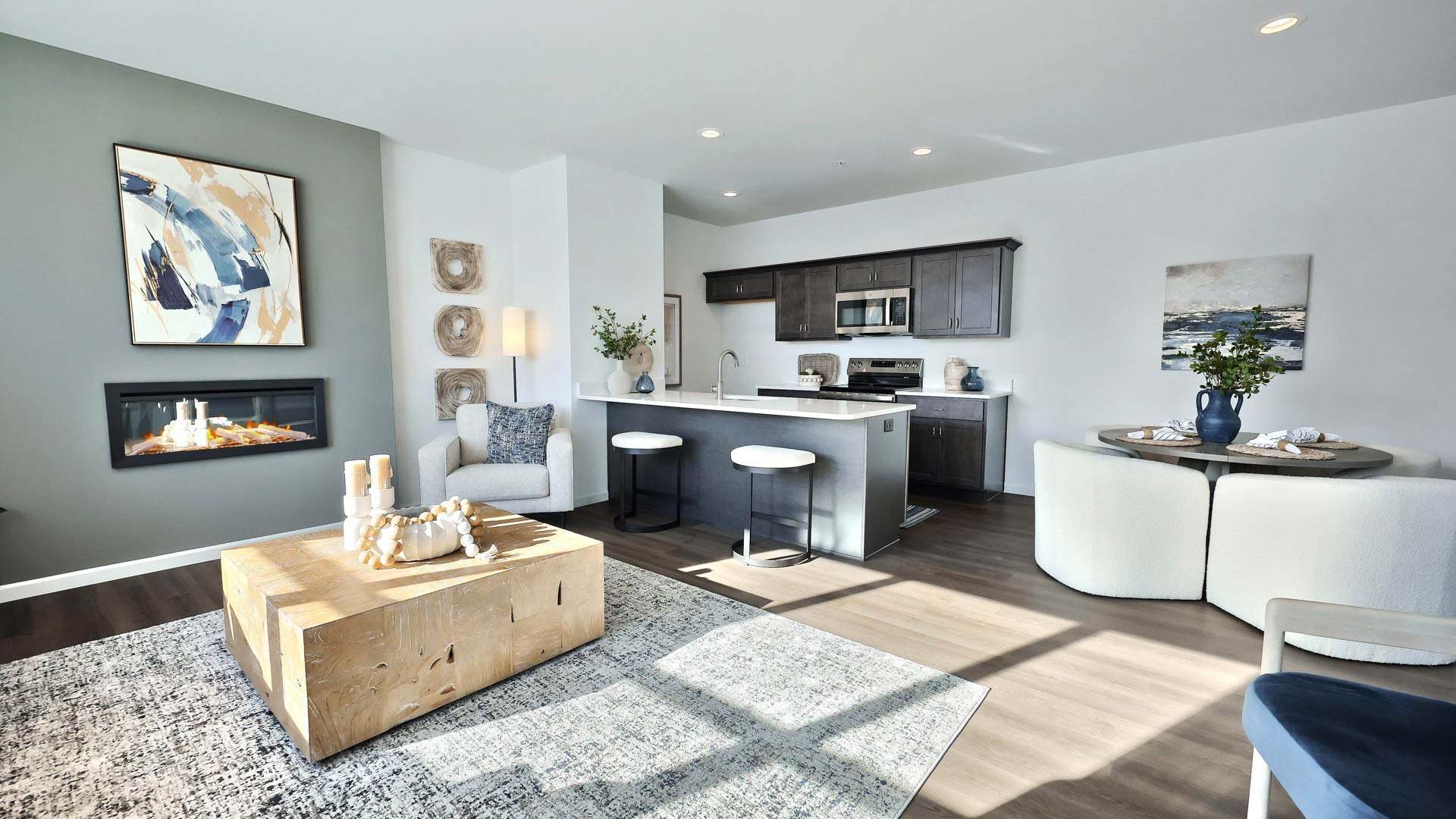Living Room and Kitchen in Quincy Townhome in Elizabethtown PA