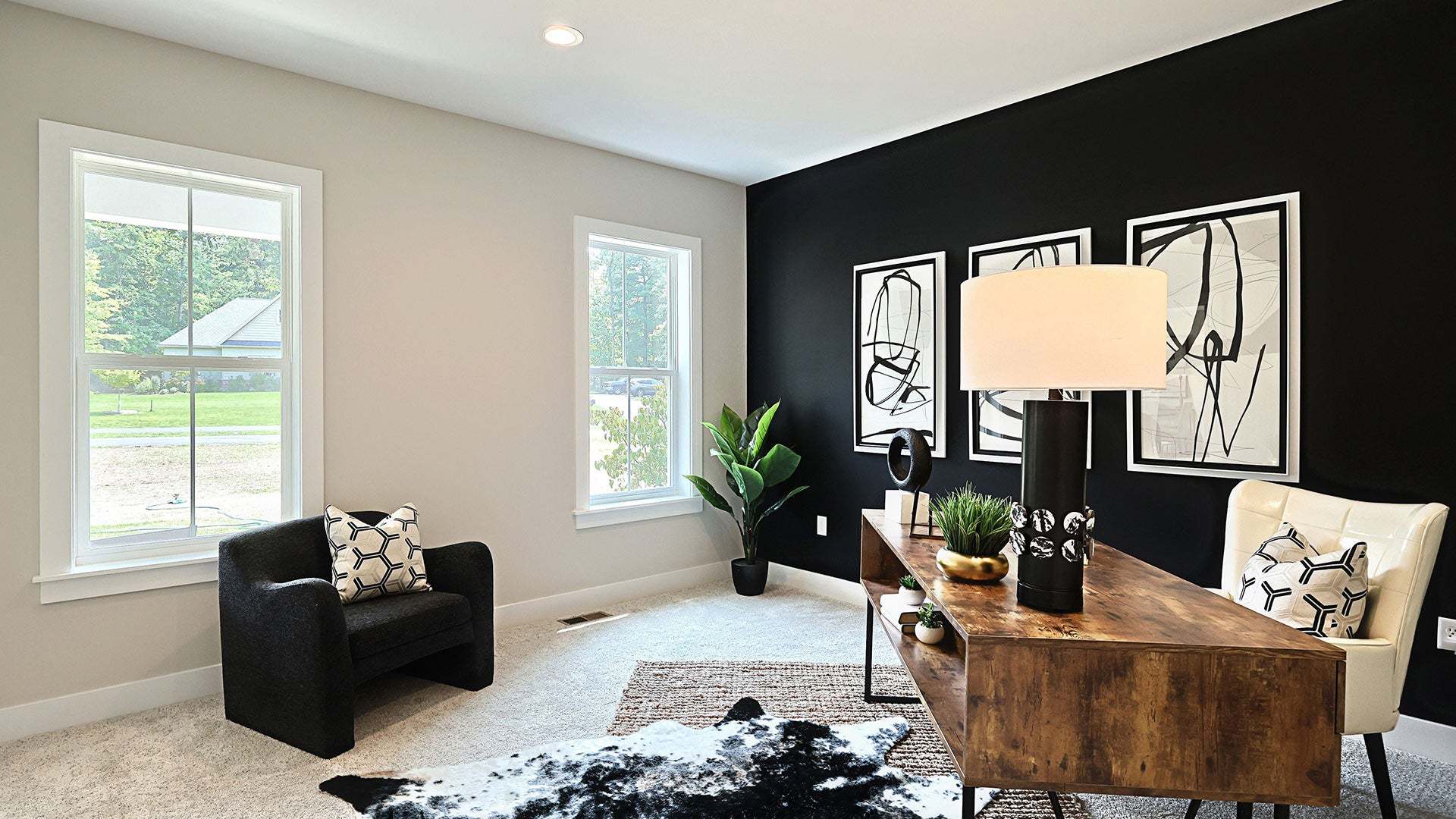 Callahan Custom Home Plan Study with Dark Accent Wall
