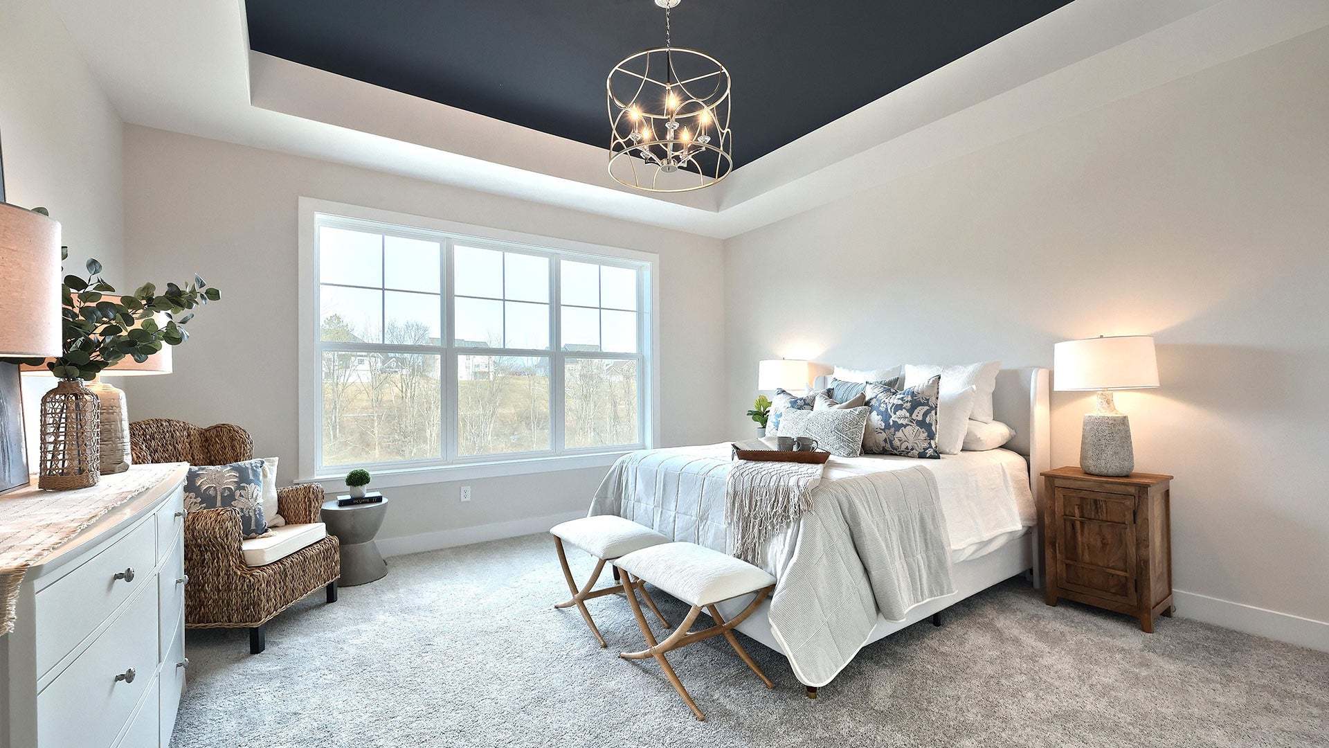 Primary Bedroom with Tray Ceiling in Sullivan Home Plan in PA