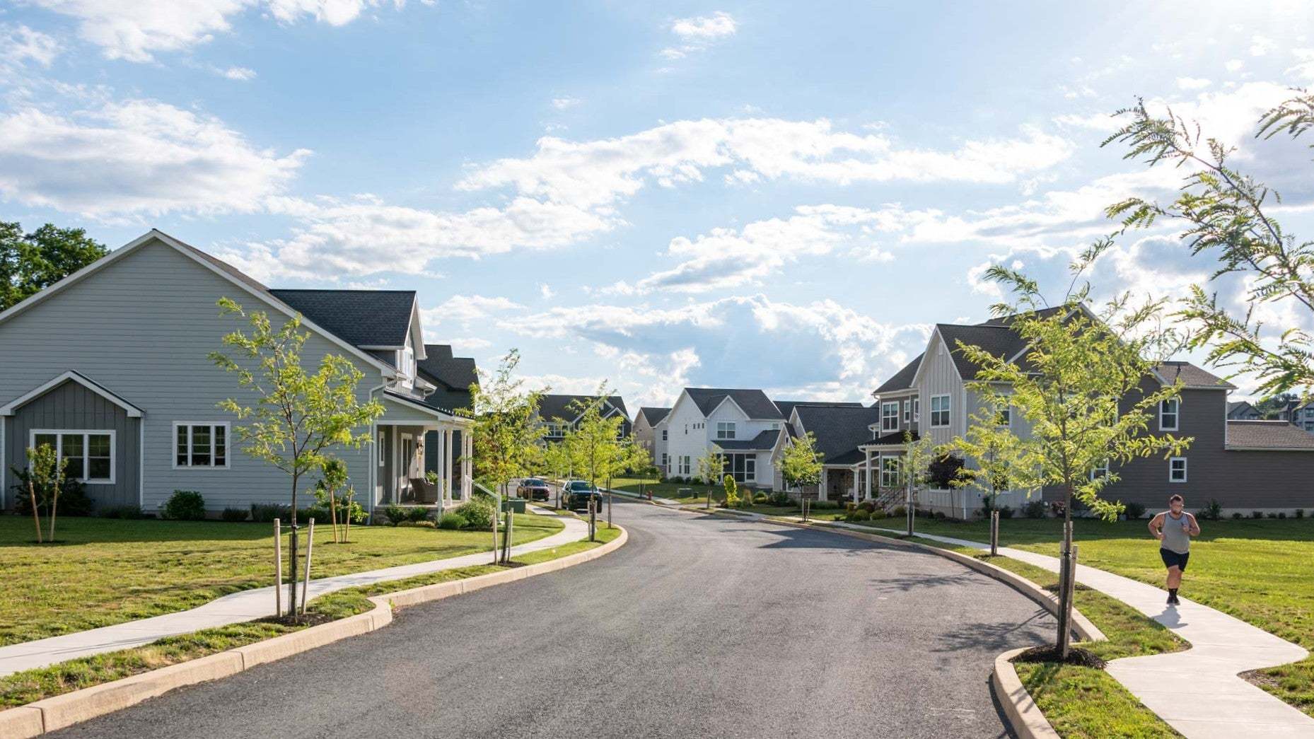 Street View of Susquehanna Union Green New Home Community with Sidewalks