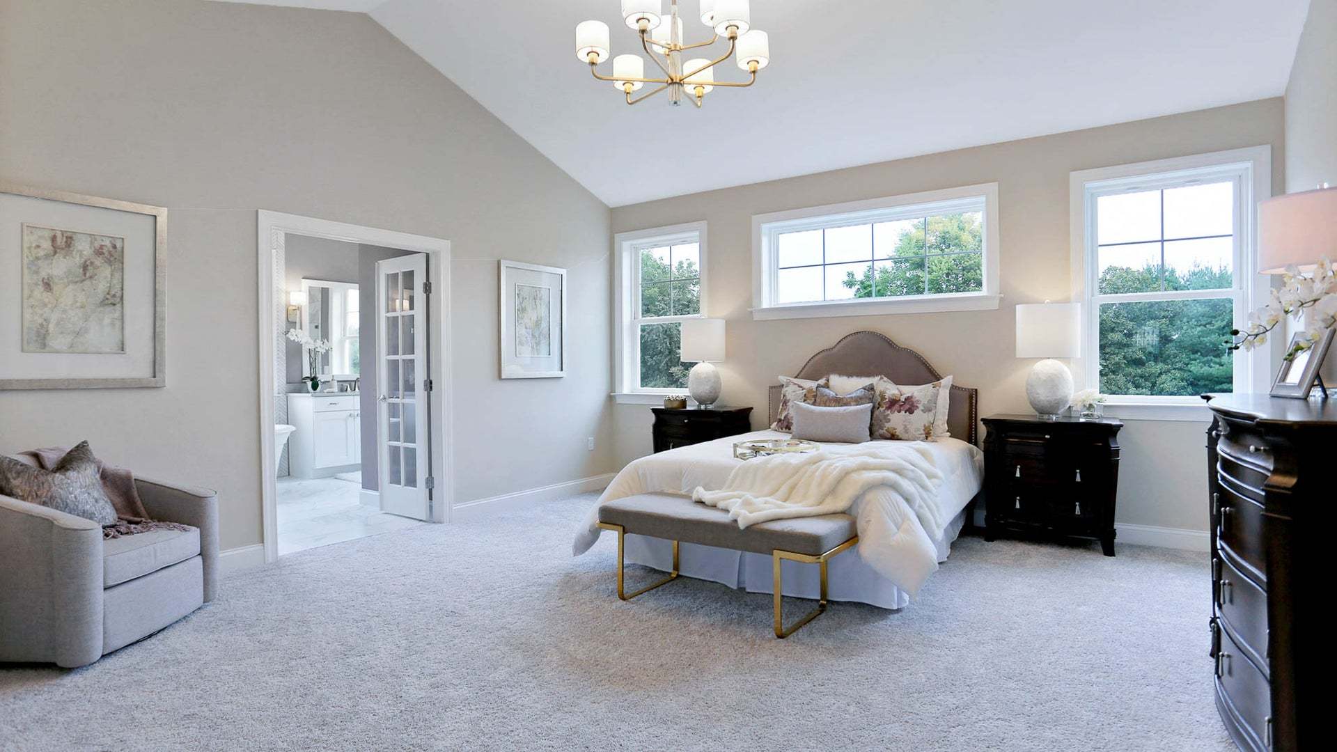 Cathedral Ceiling in Spacious Primary Bedroom