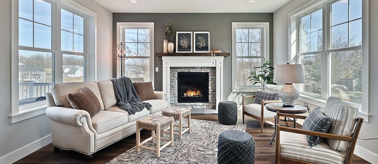 Hearth Room in a Custom New Home in Harrisburg PA