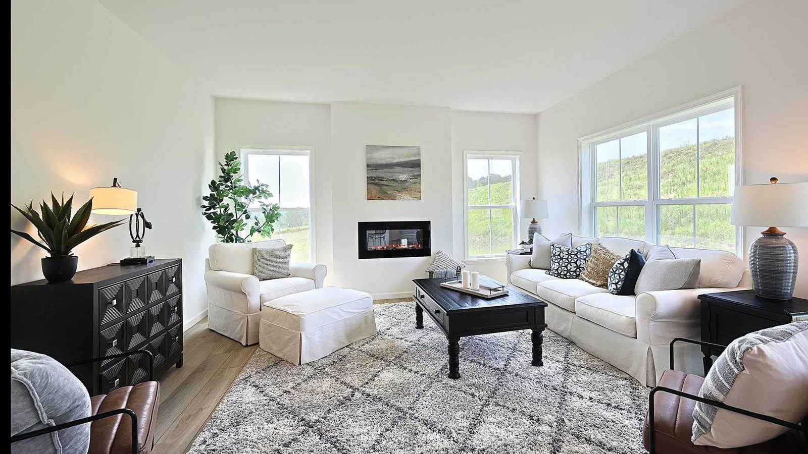 Modern Electric Fireplace in Living Room of the Huntington Home in Lebanon PA