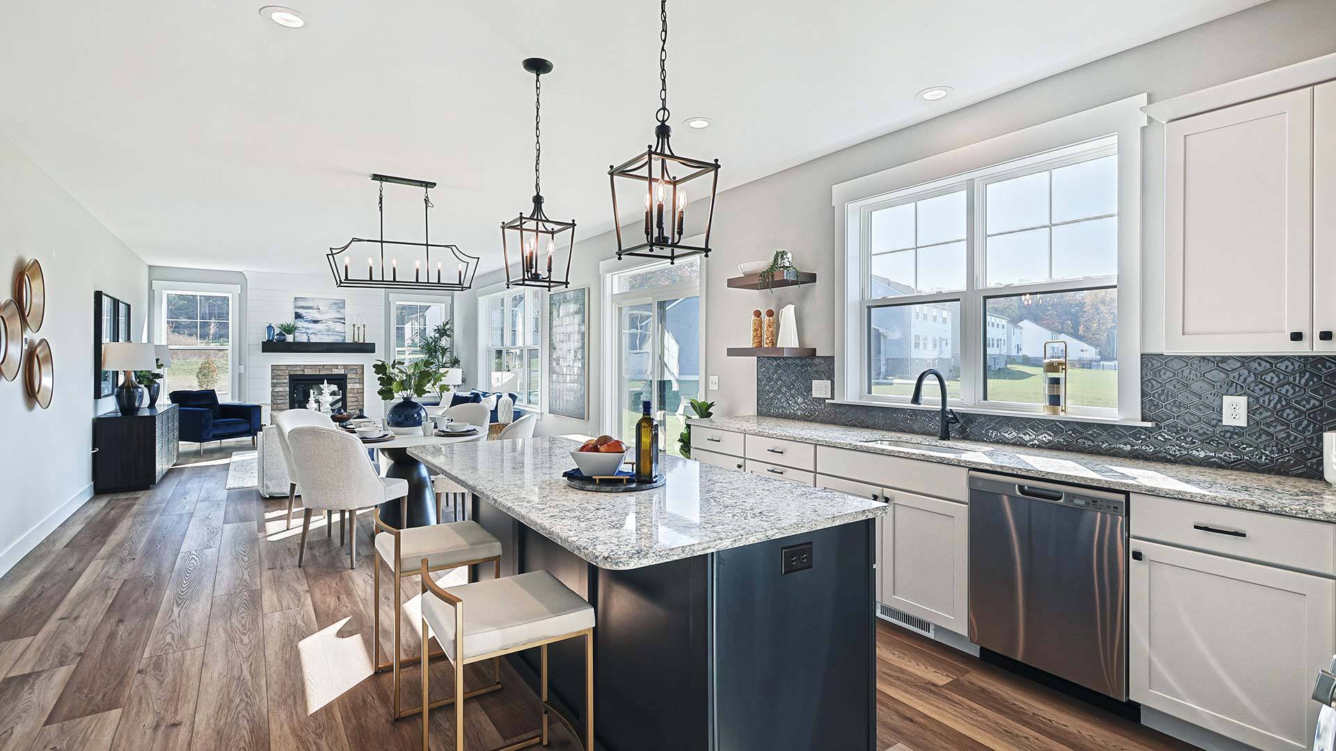 Open Floor Plan with Kitchen, Dining, and Living Rooms