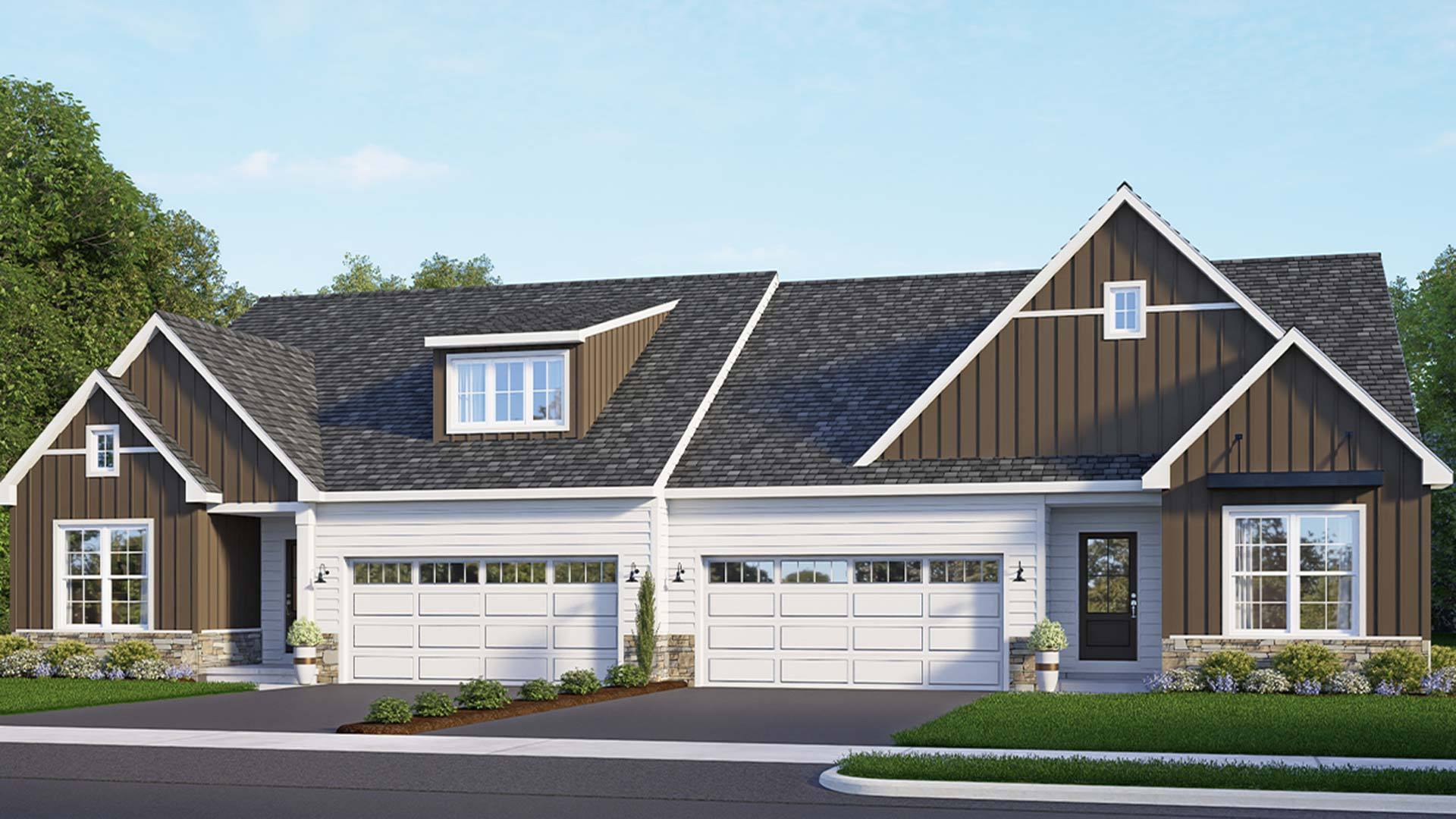 Exterior Rendering for the Dogwood New Duplex Design in Lebanon's Edgemont Preserve