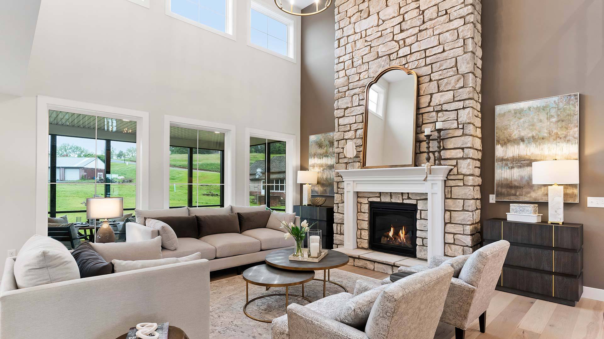 2-Story Great Room in the Sullivan Floor Plan by Landmark Homes in Hawk Valley Estates