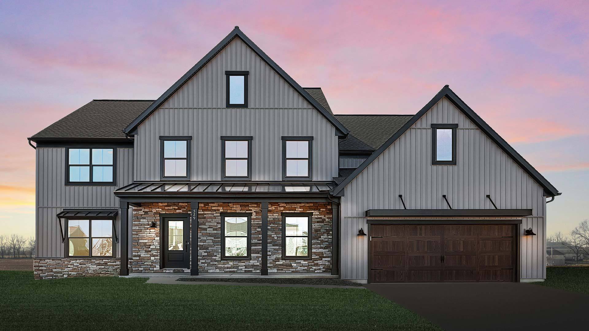 Exterior of the Silverbrooke Custom Home Design by Landmark Homes in Lebanon PA