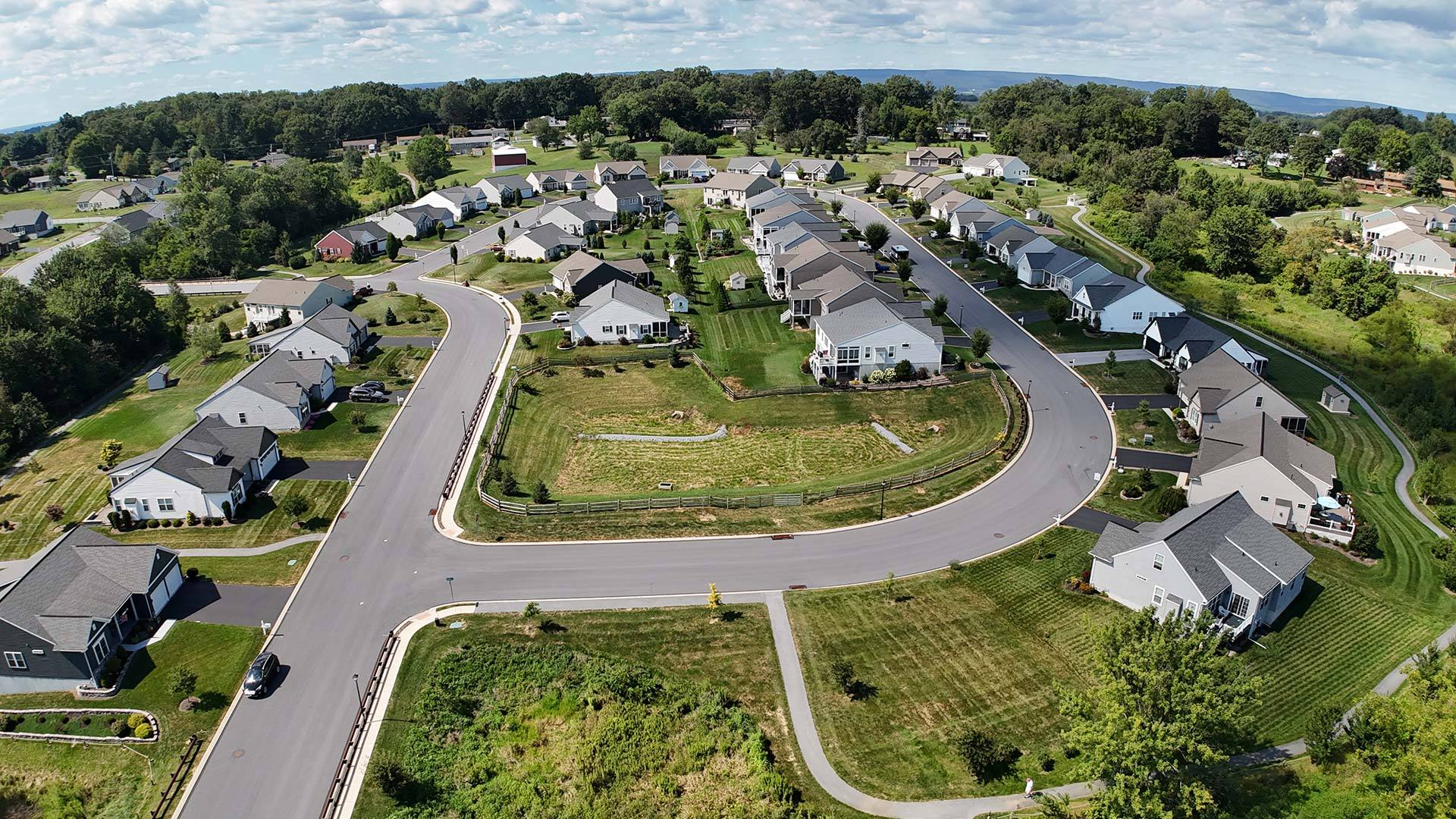 Aerial View of a Portion of The Crossings at Sweetbriar 55 and Older Community in Lebanon PA