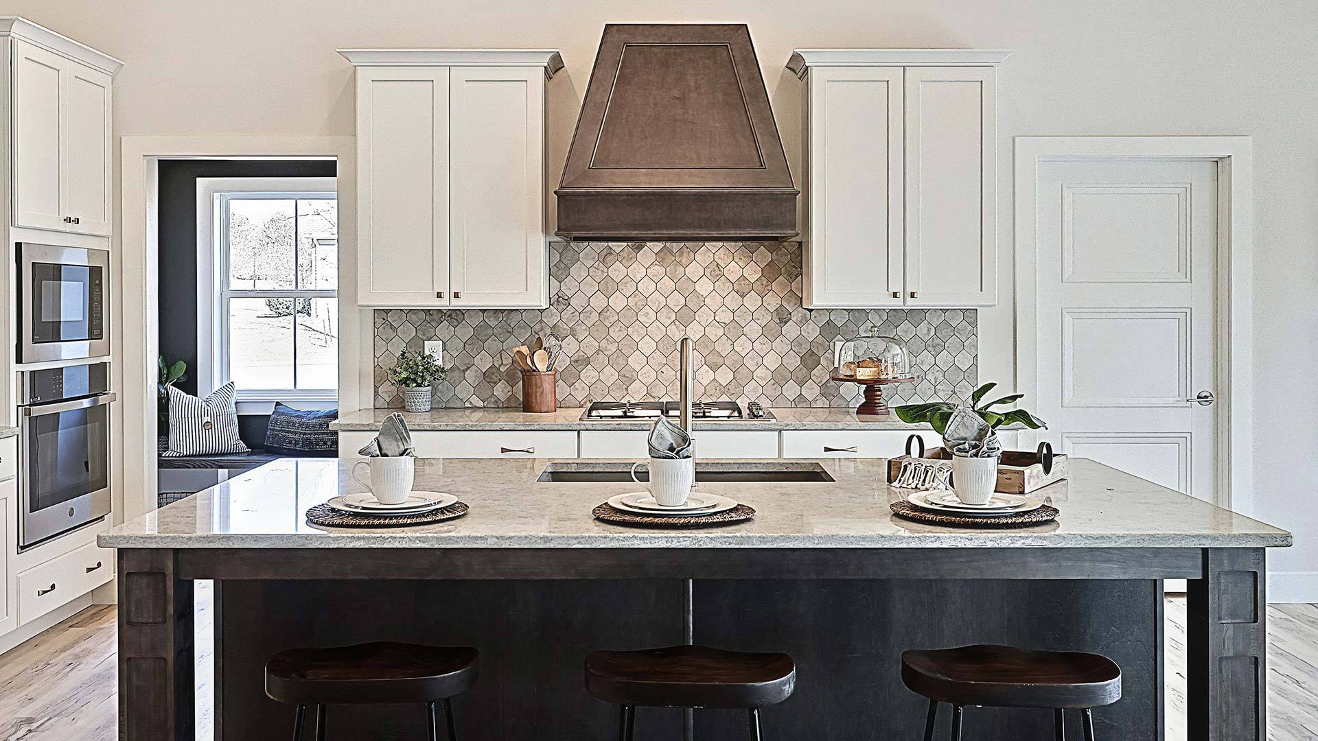 Kitchen with Large Island in the Perry model at The Crossings at Sweetbriar 55+ Community in Lebanon PA