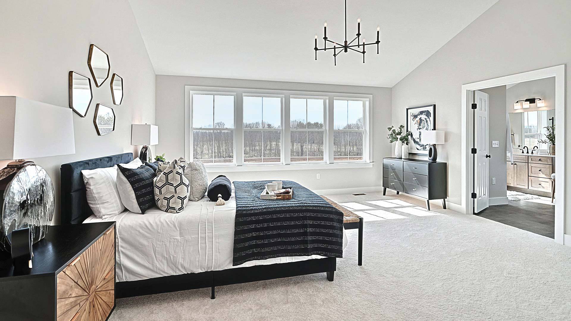 Primary Bedroom Suite with Vaulted Ceiling in the Sullivan Custom Home Plan in Summer Layne - Annville PA