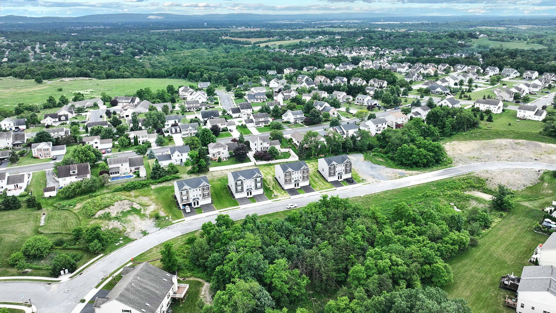 Aerial View of The Village at North Ridge New Duplex Community in Carlisle PA