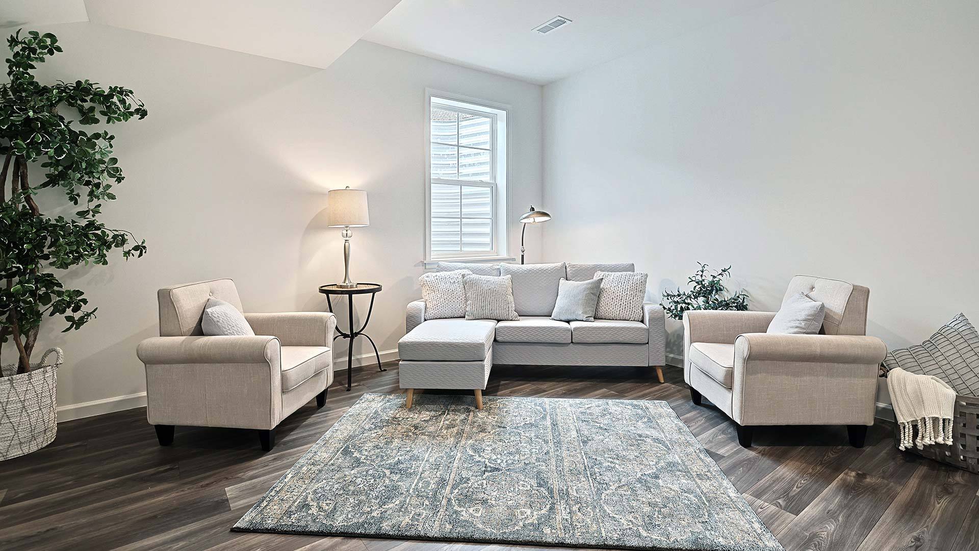 Finished Living Area in Daylight Basement at The Village at North Ridge New Home Community