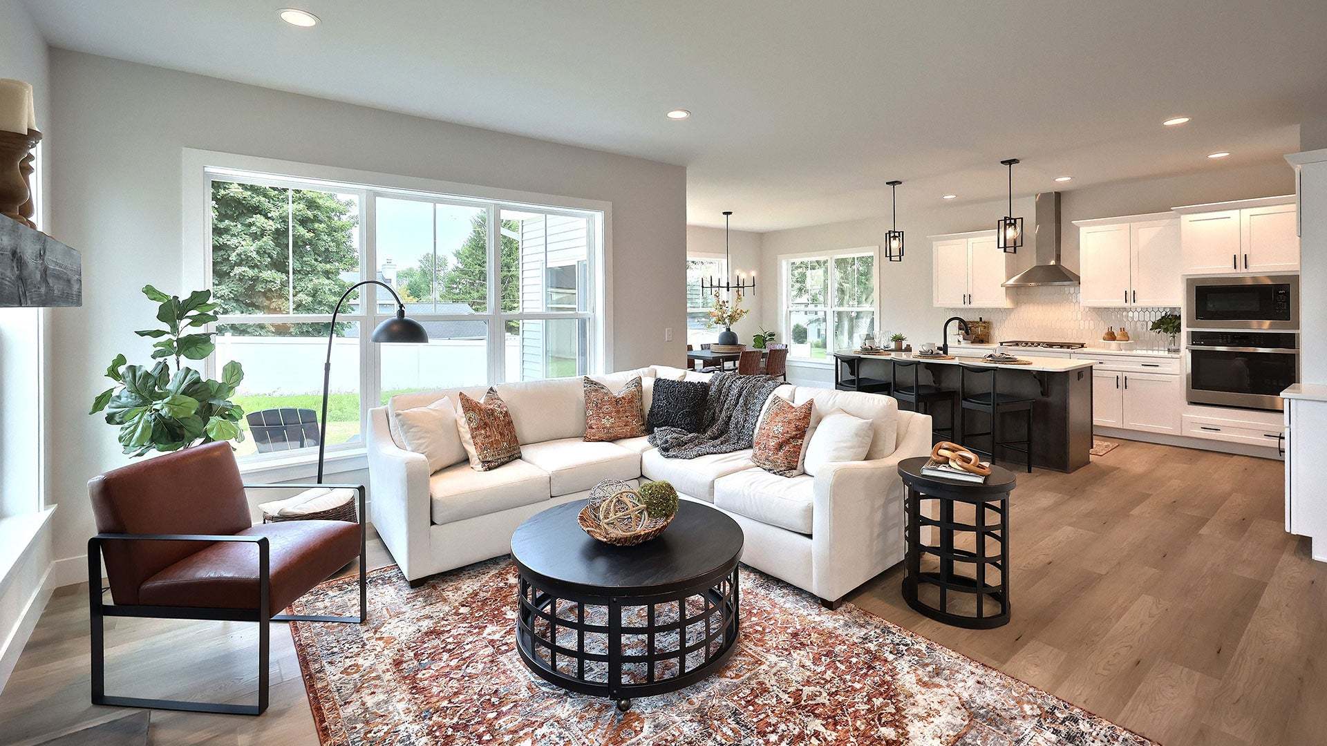 Living Room and Kitchen at the Darien New Home in Lititz PA