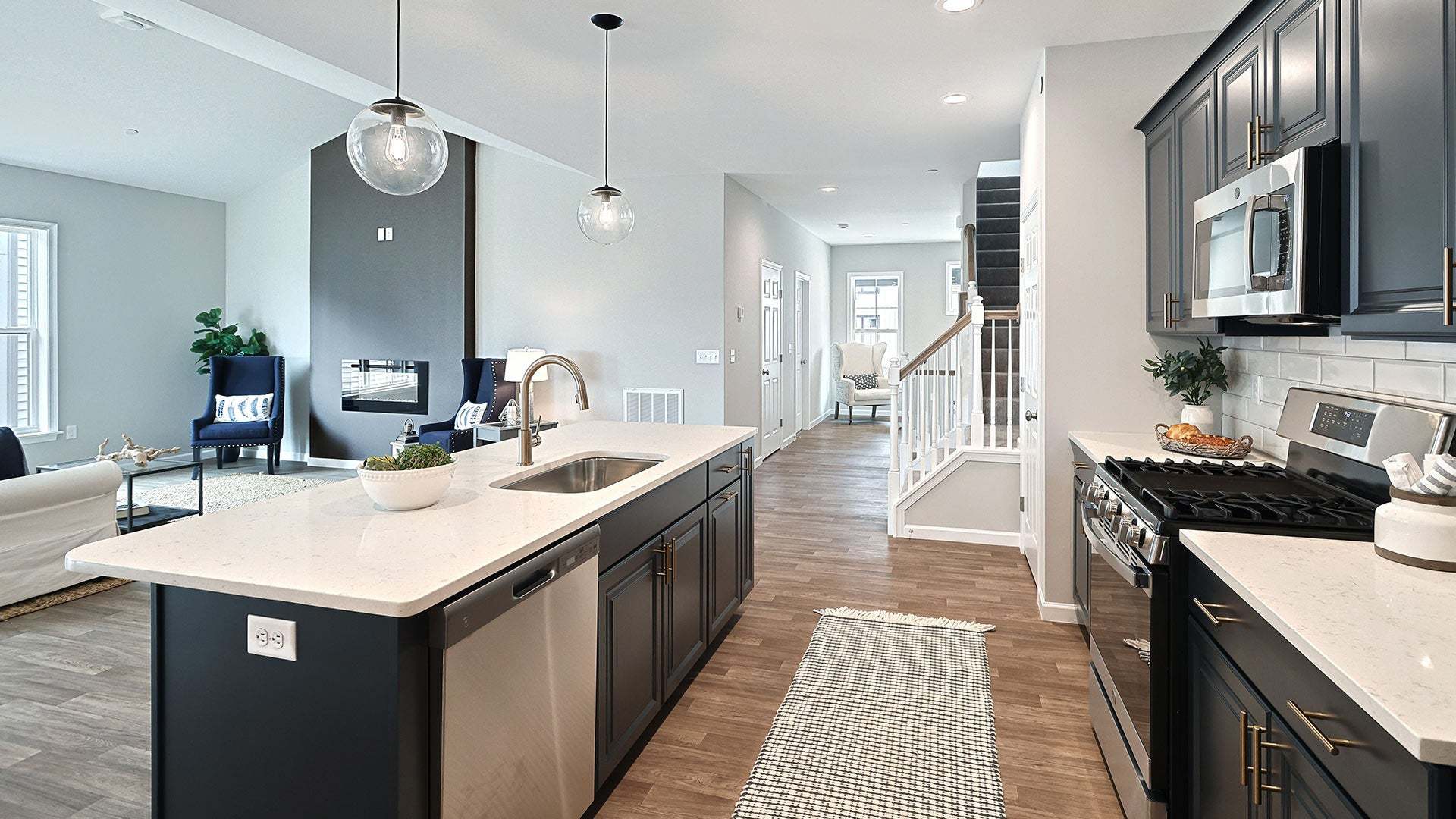 Kitchen and Living Room in Sutton Townhome for Sale at Madison Court in Mechanicsburg PA