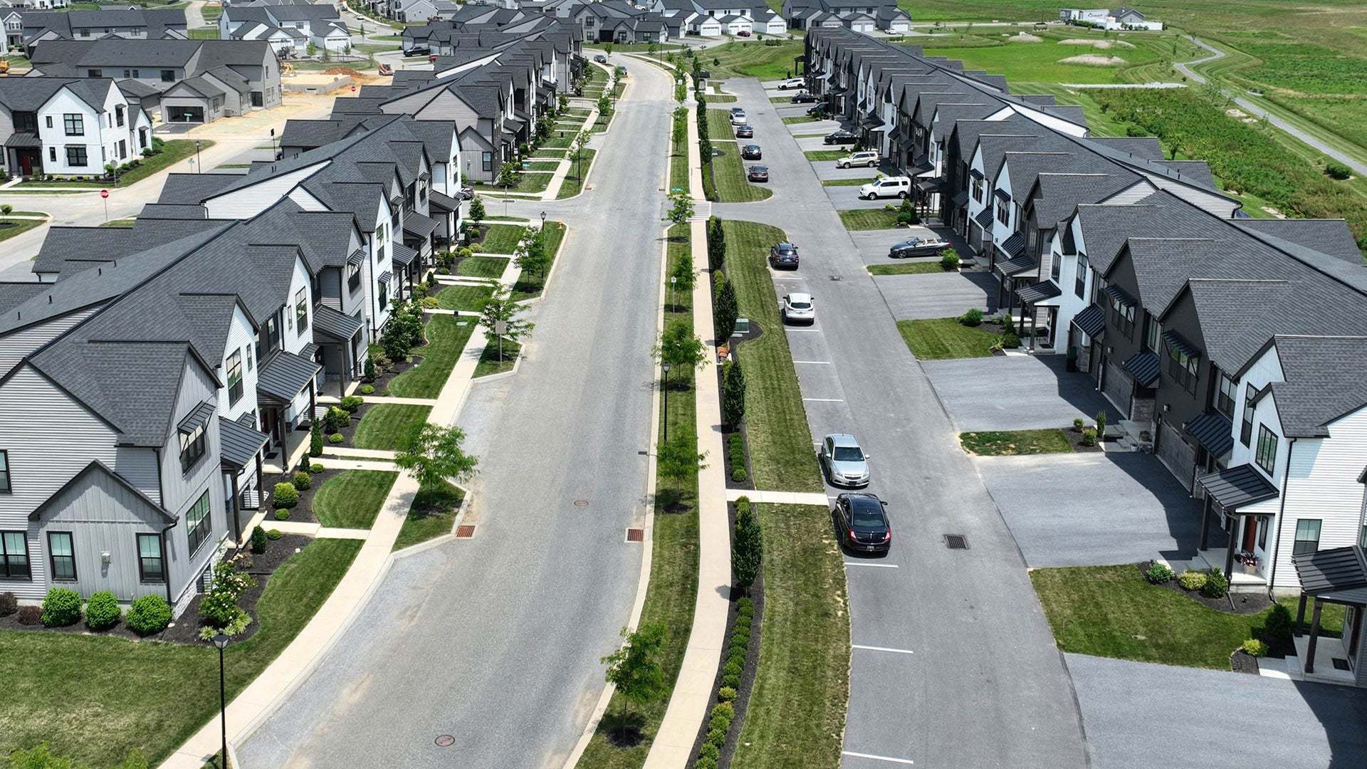 Aerial View of Madison Court New Townhome Community in Mechanicsburg PA