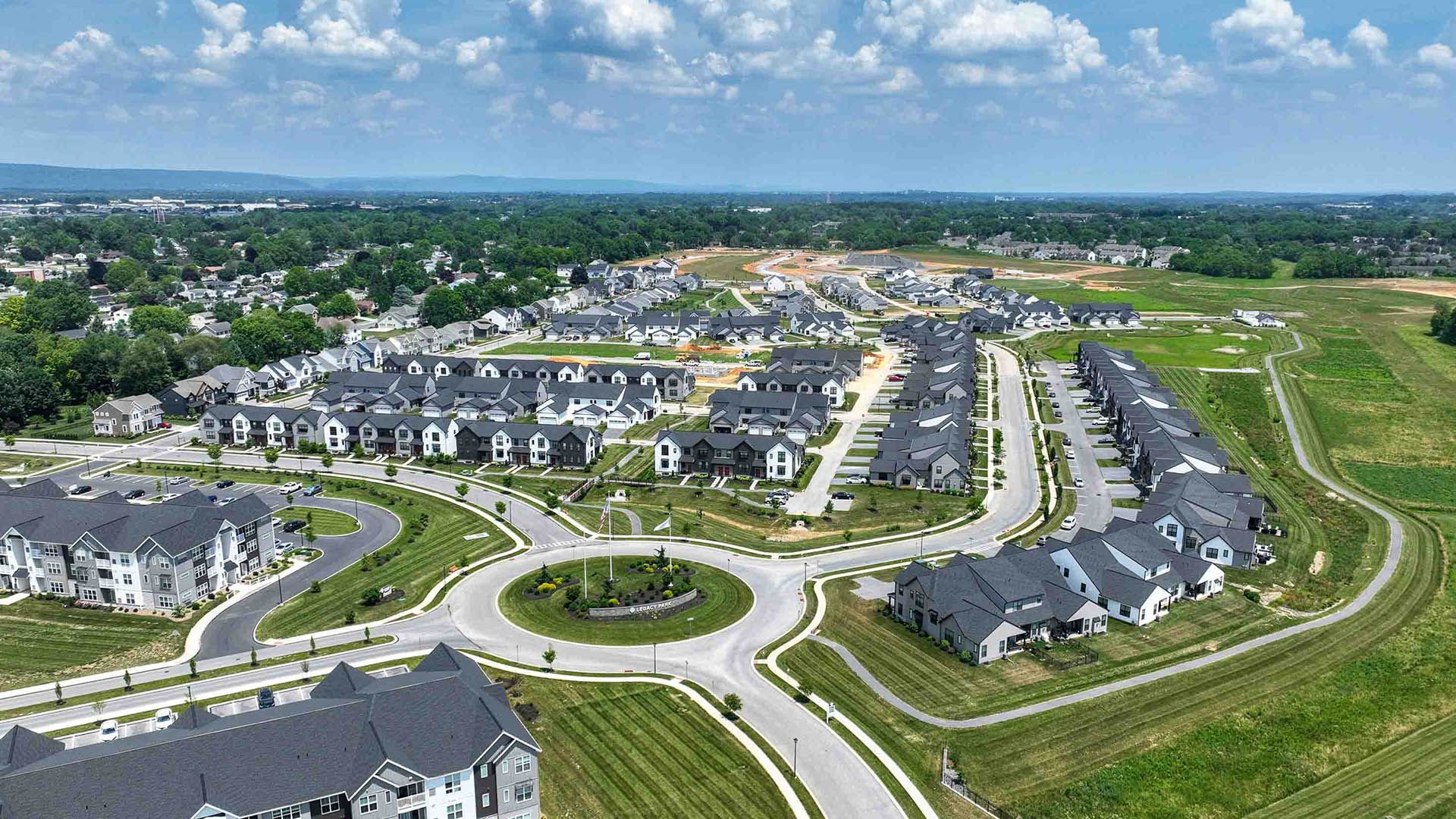 Aerial View of Legacy Park New Home Community in Mechanicsburg PA