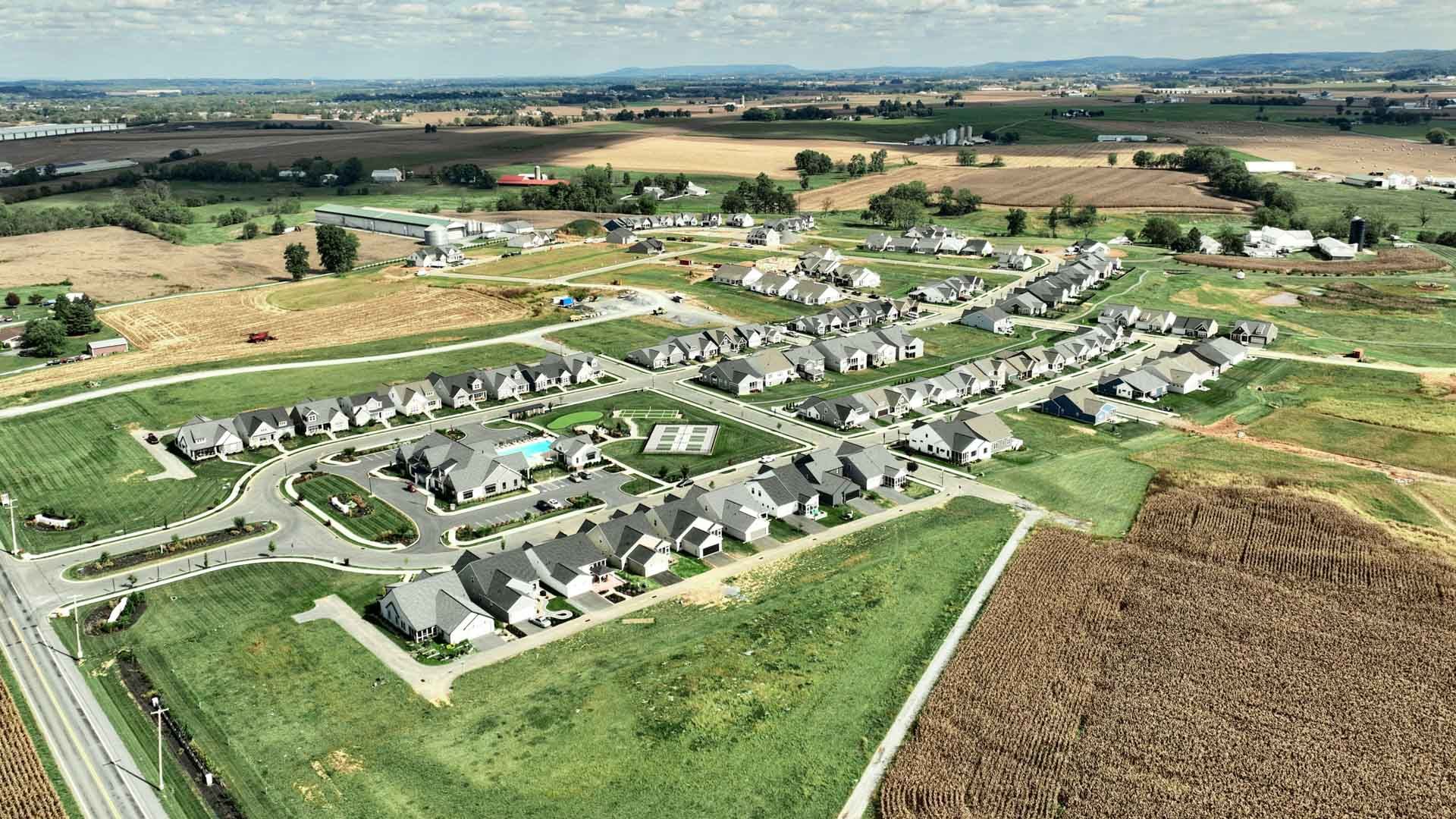 55+ Community Aerial - New Home Construction in a 55+ Community