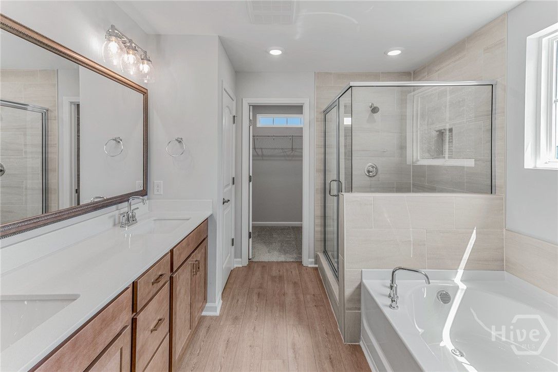 Separate Tiled Garden Tub and Walk in Shower