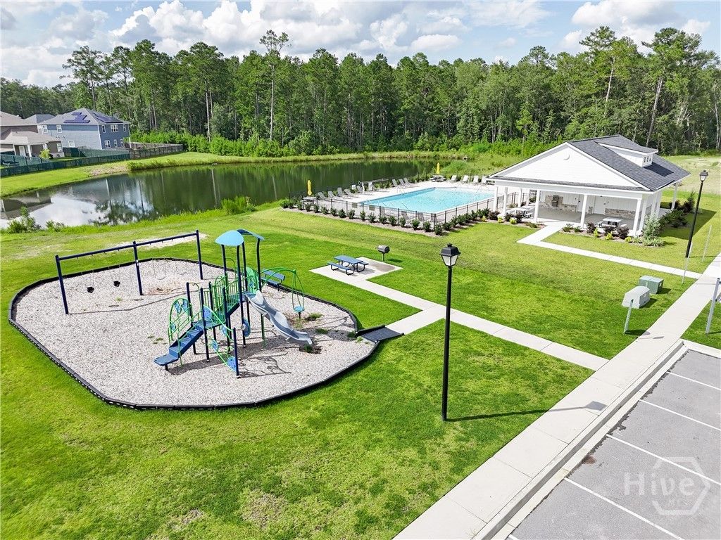 Community amenity center features a pool, cabana a