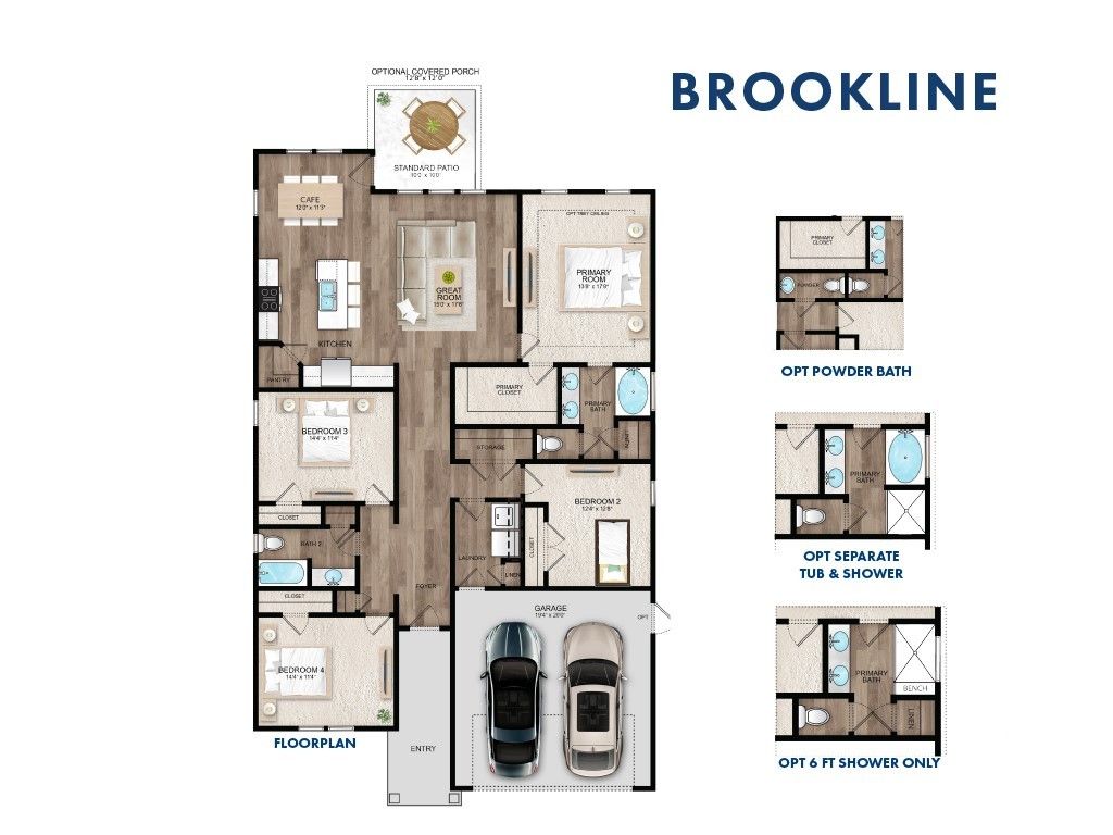 Rendering only. Plan orientation, colors, upgrades