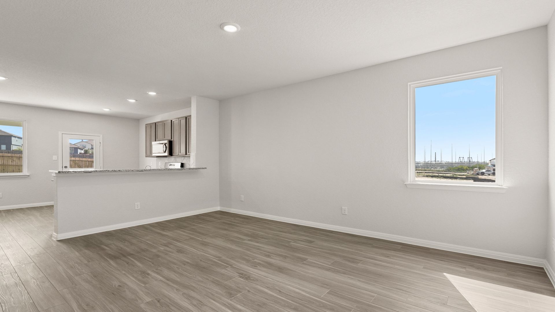 Family Room to Dining and Kitchen